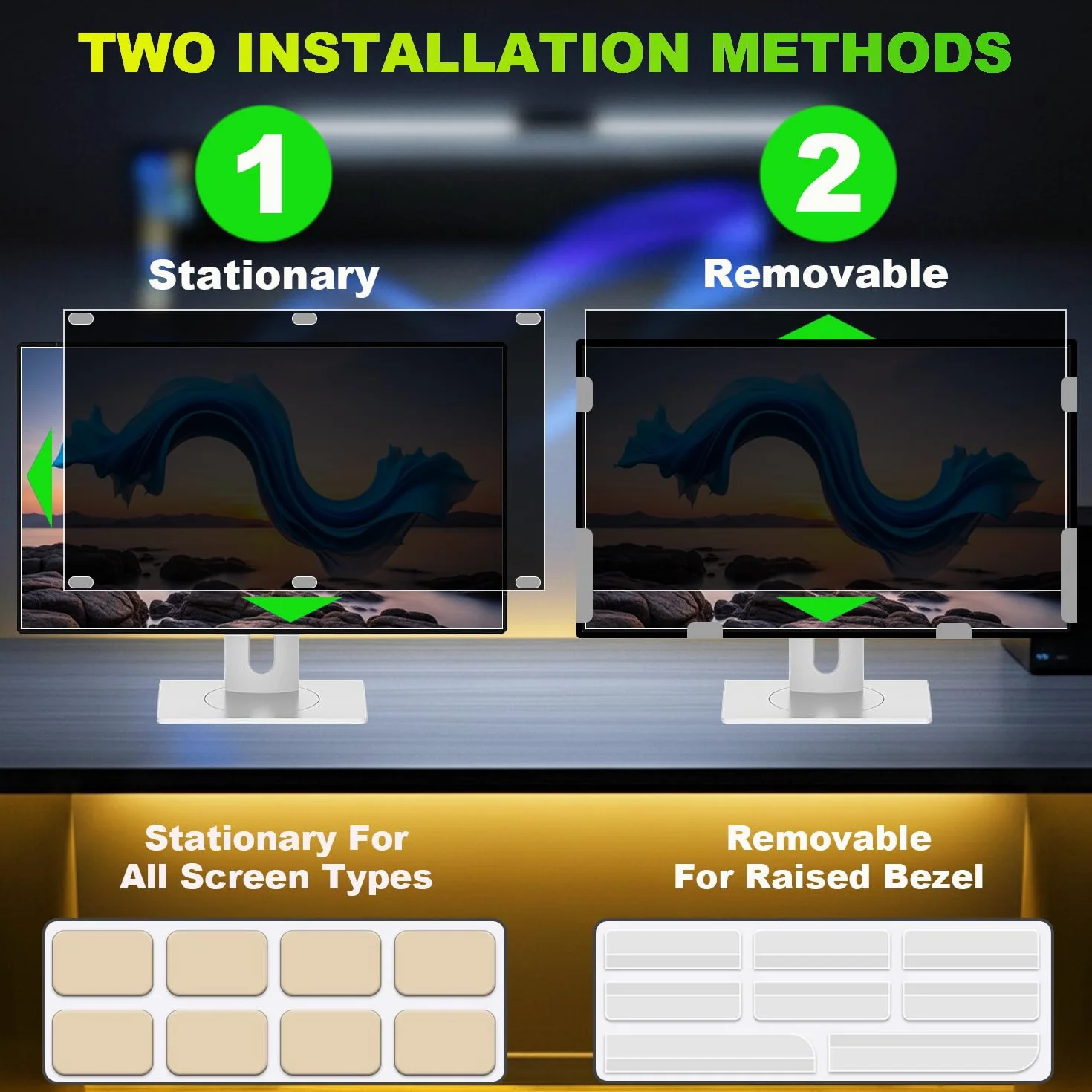 2 Pièces Pellicola Privacy 27 Pollici 16:9 (59.7x33.6cm) Monitor - Filtro Privacy Schermo Luce Blu & Anti-Riflesso, Rimovibile | Filtro privacy per schermi PC piatti e curvi