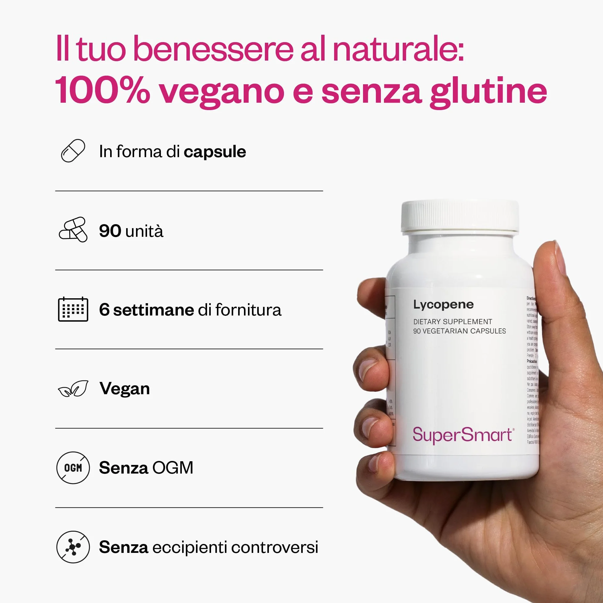 Lycopene Antistress Ossidativo Estratto di Licopene Prostata Circolazione Sanguigna Vegano Senza Glutine SuperSmart