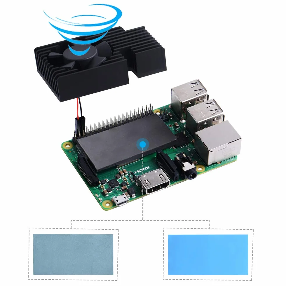 GeeekPi Raspberry Pi 4 Kit ventole di raffreddamento, dissipatore in alluminio con ventola di raffreddamento per Raspberry Pi 4 B & 3B +