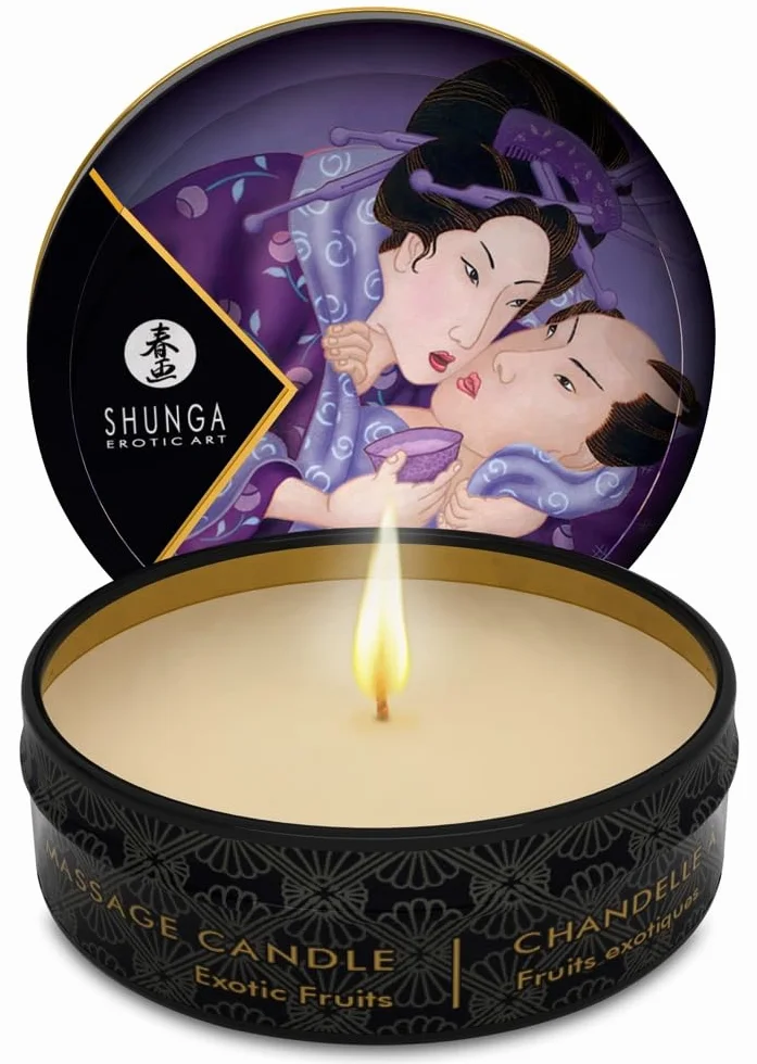 Mini candela per massaggi e Thomas, caresses-frutta tropicali
