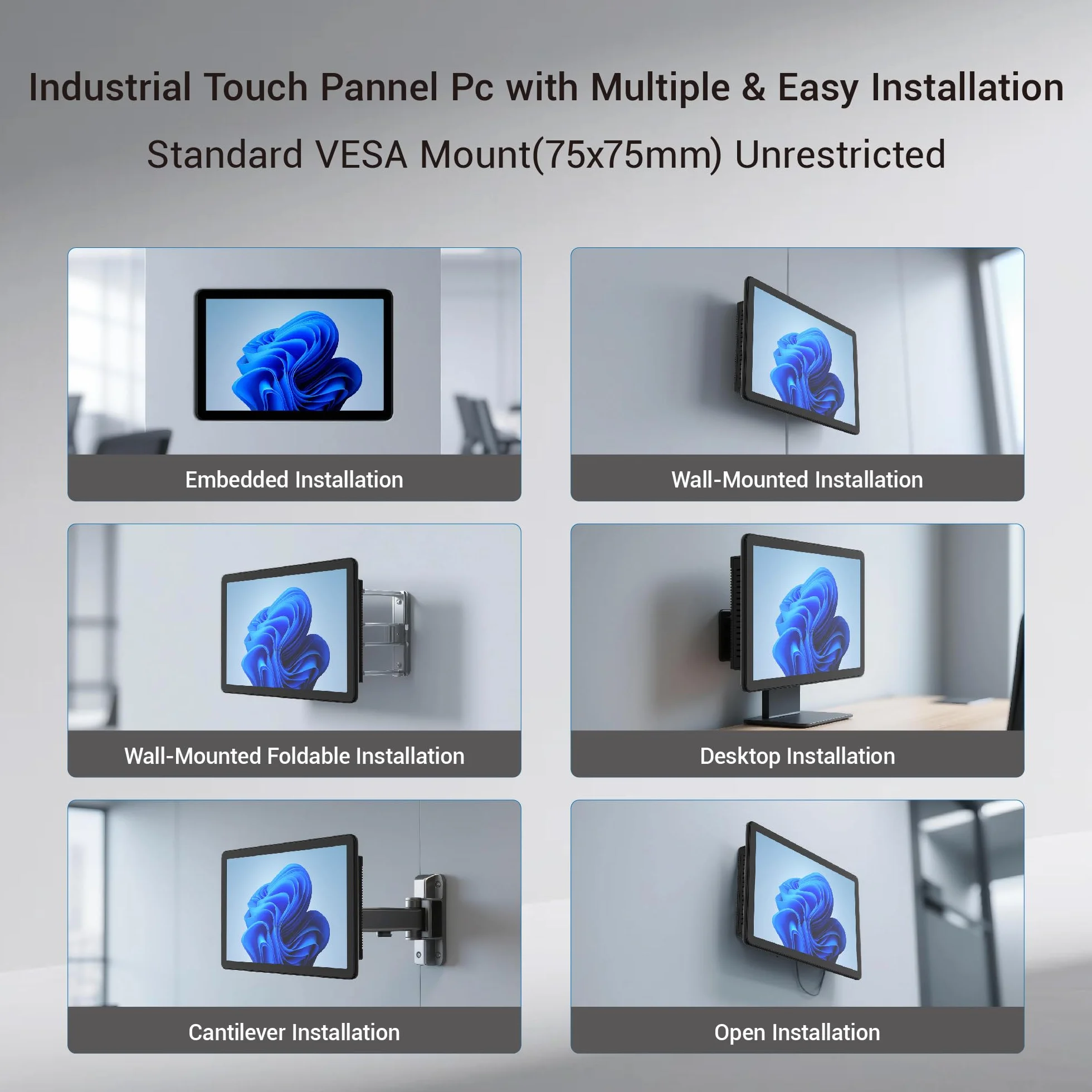 Industrie Panel PC 15.6 Pollici Touchscreen Fanless All in One Win11 Pro N5095 8GB RAM 128GB ROM 1920x1080 IPS 4xUSB3.0 2xRS232 Type-C HDMI LAN