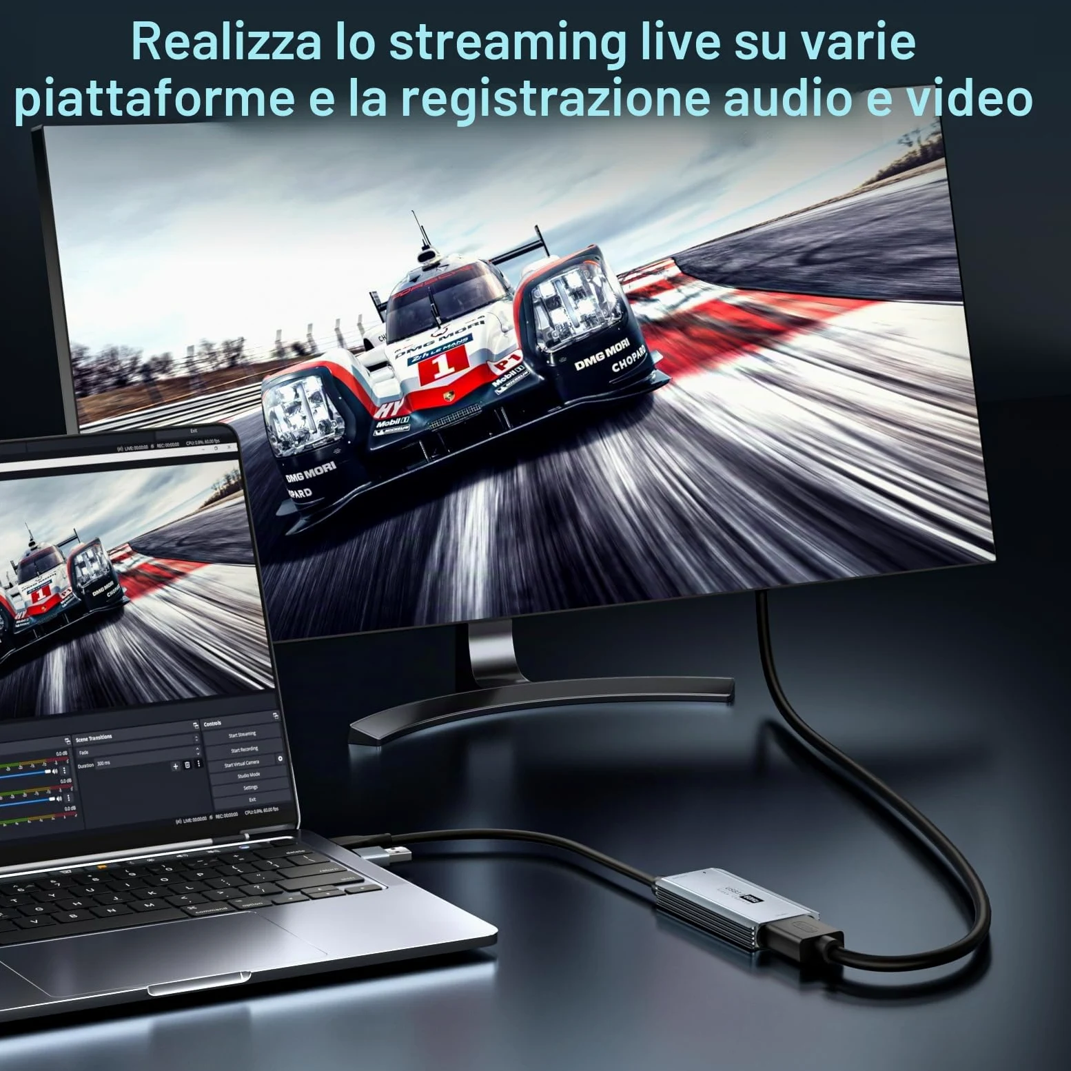 XIIXMASK scheda acquisizione video USB 3.0 con PD 100W – HDMI a USB-A/C, acquisizione 1440P 30fps e 1080P 60fps per Streaming, Registrazione Giochi – Compatibile con Quest 3, Switch, PS4/PS5