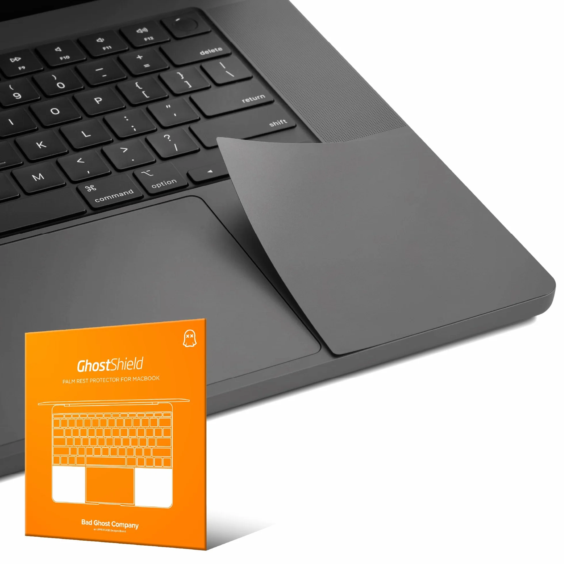 UPPERCASE GhostShield Premium Palm Rest Protector Skin Cover Set Protezione da Graffi e Usura, Compatibile con MacBook Pro 16" 2024 2023 2021 M4/M3 Pro/Max, Space Black