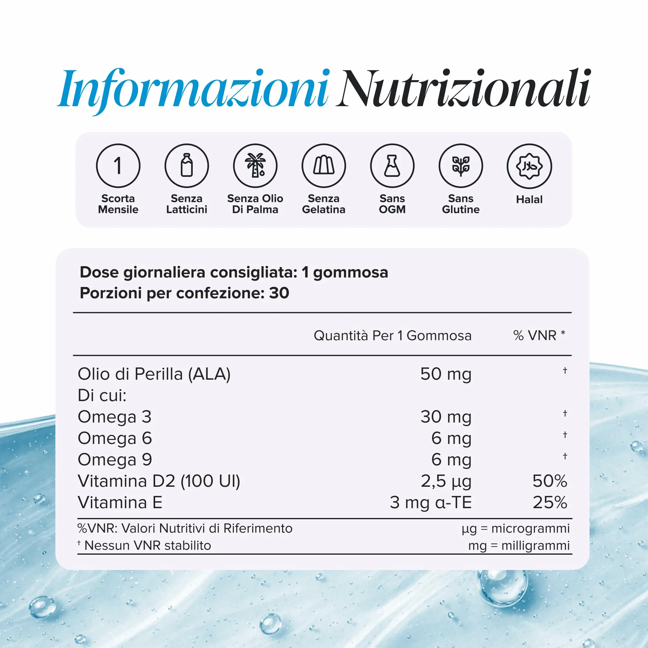 Novomins Omega 3 6 9 Vegan Gommose per Bambini con ALA Olio di Perilla 50mg Vitamine D ed E 30 Gusto Arancia
