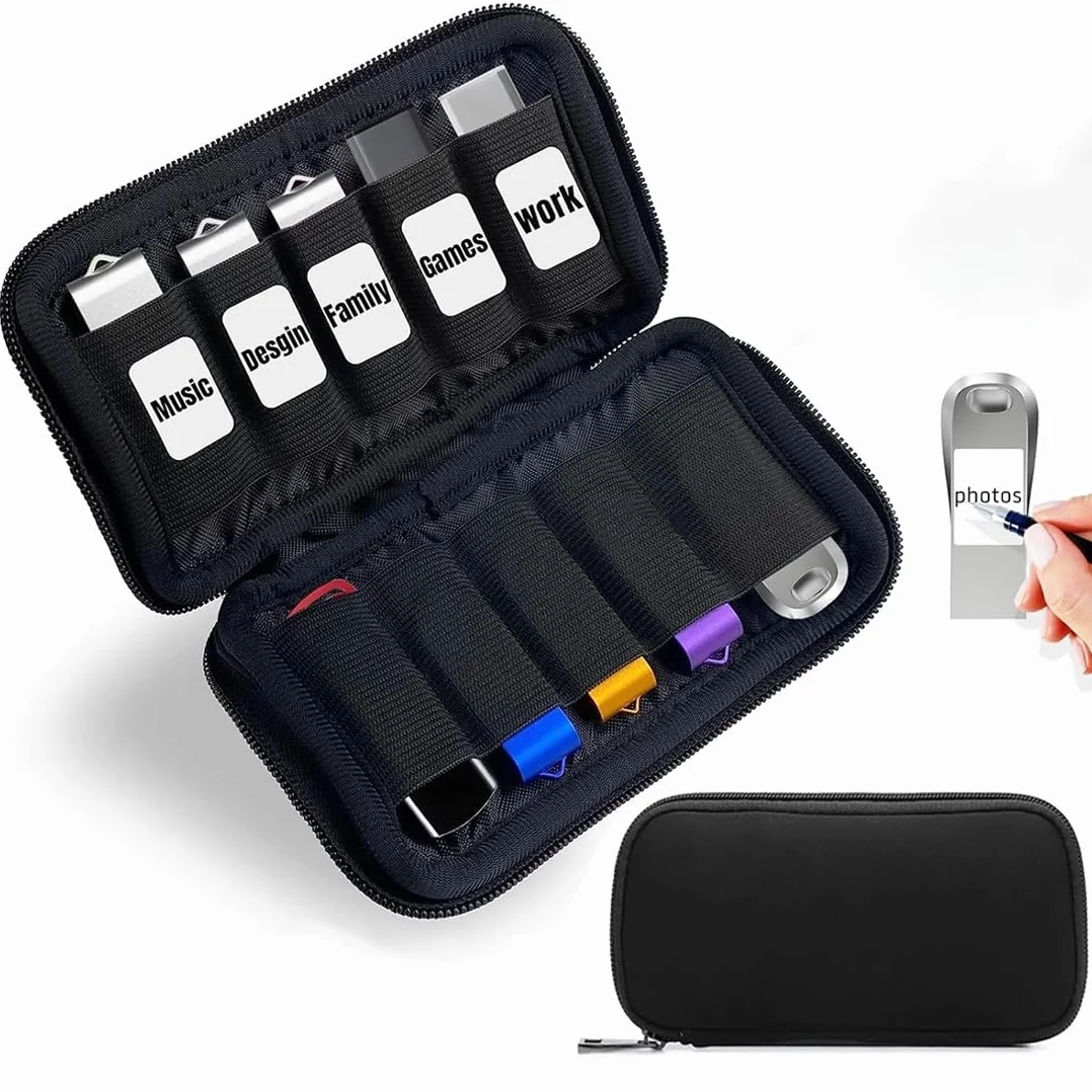 1 pezzo Custodia per Chiavette USB, Borsa Organizer Unità Flash, Borsa Portaoggetti per Chiavetta USB con 10 Scomparti, Chiavetta USB Salvaspazio