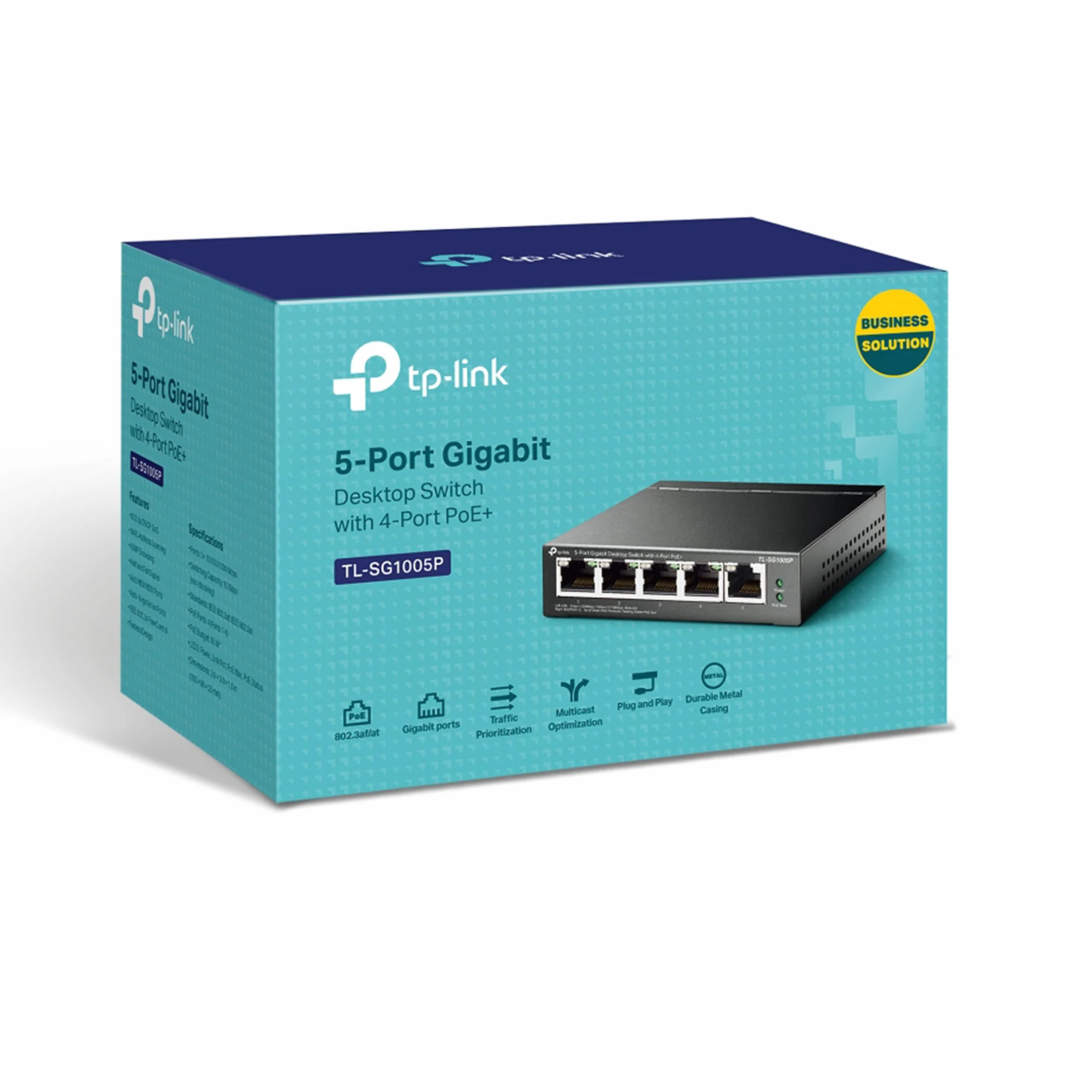 TP-Link TL-SG1005P Desktop Switch, 5 Porte Gigabit 10/100/1000 Mbit, 4 Porte PoE fino a 65W, ogni porta fino a 30 W, Protezione da Sovraccarico, Semplicità d'Uso