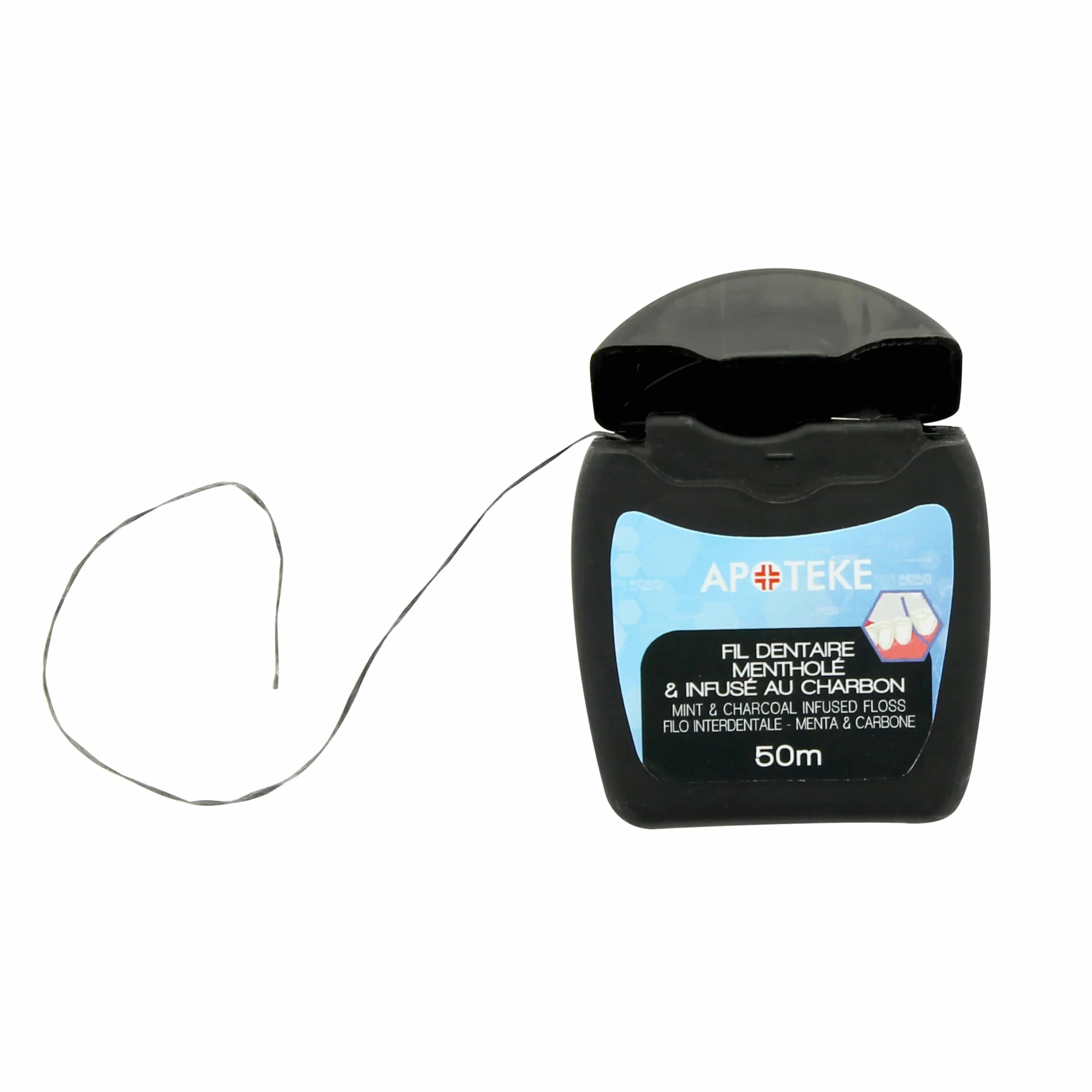 Filo dentale al carbone antibatterico sbiancante 50 m Igiene orale