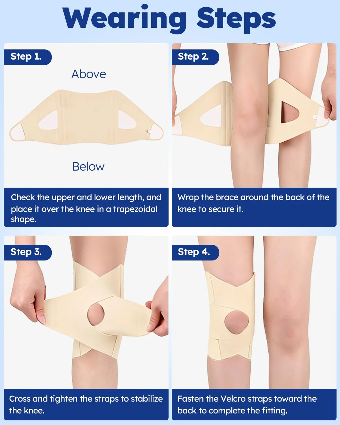 Tutore Ginocchio Menisco con Stabilizzatori Laterali Elastici Uomo Donna (Beige, M)