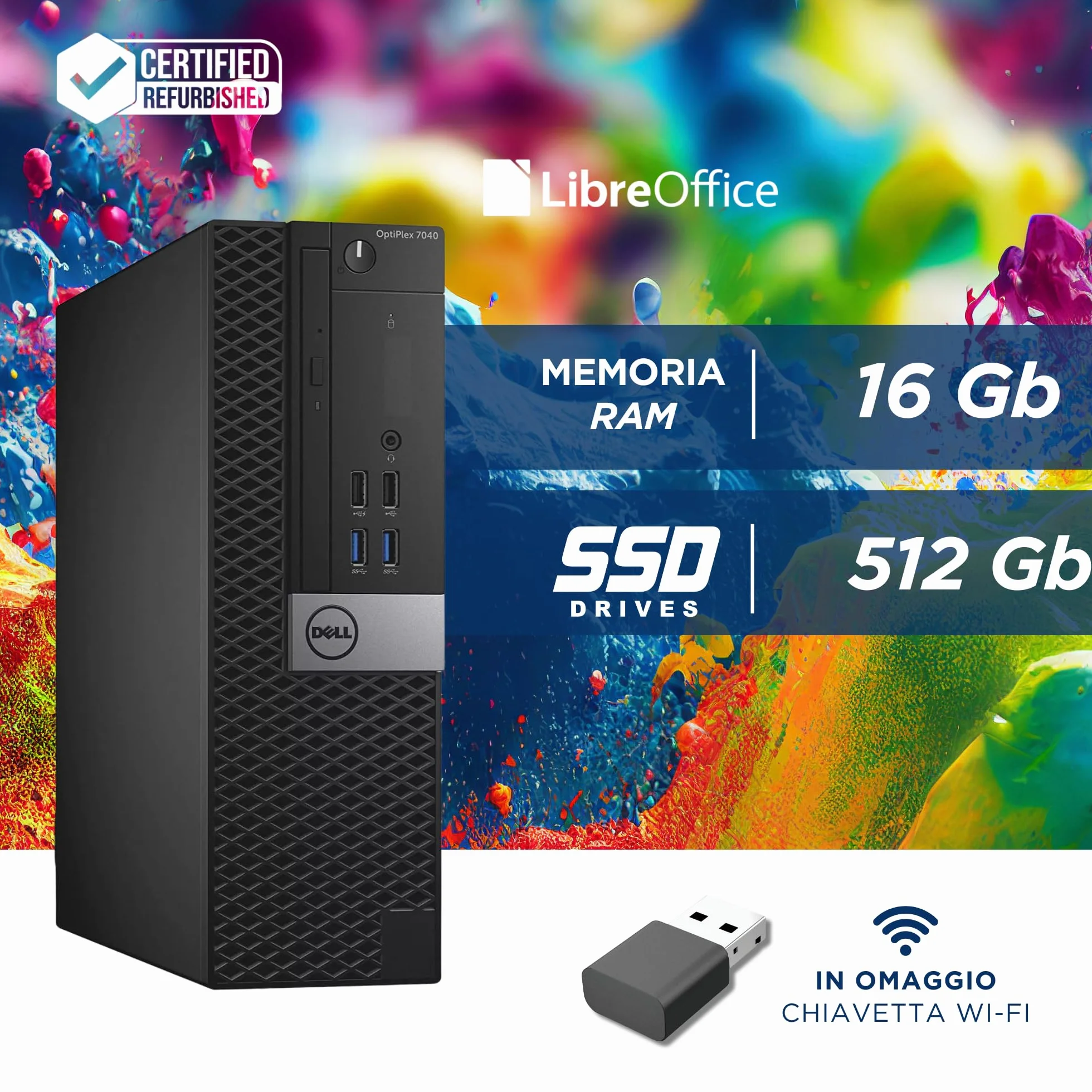 Dell Desktop PC Intel i7-6700 4 Core 3.4GHz 16GB RAM 512GB SSD Win 11 Ricondizionato