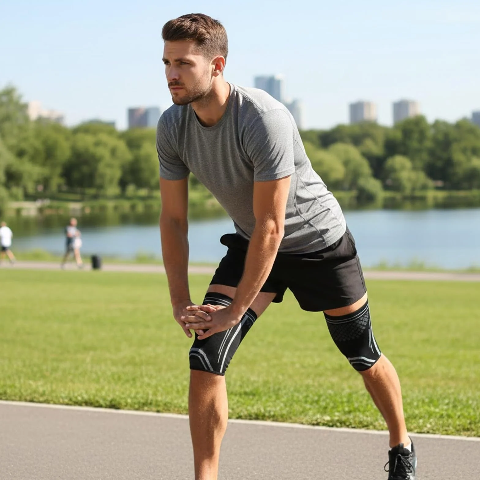 NuCamper Fascia Elastica Coscia Compressione, Supporto Cosciera Sportiva per Uomo e Donne, Tutore Quadricipite Bicipite Femorale Antiscivolo