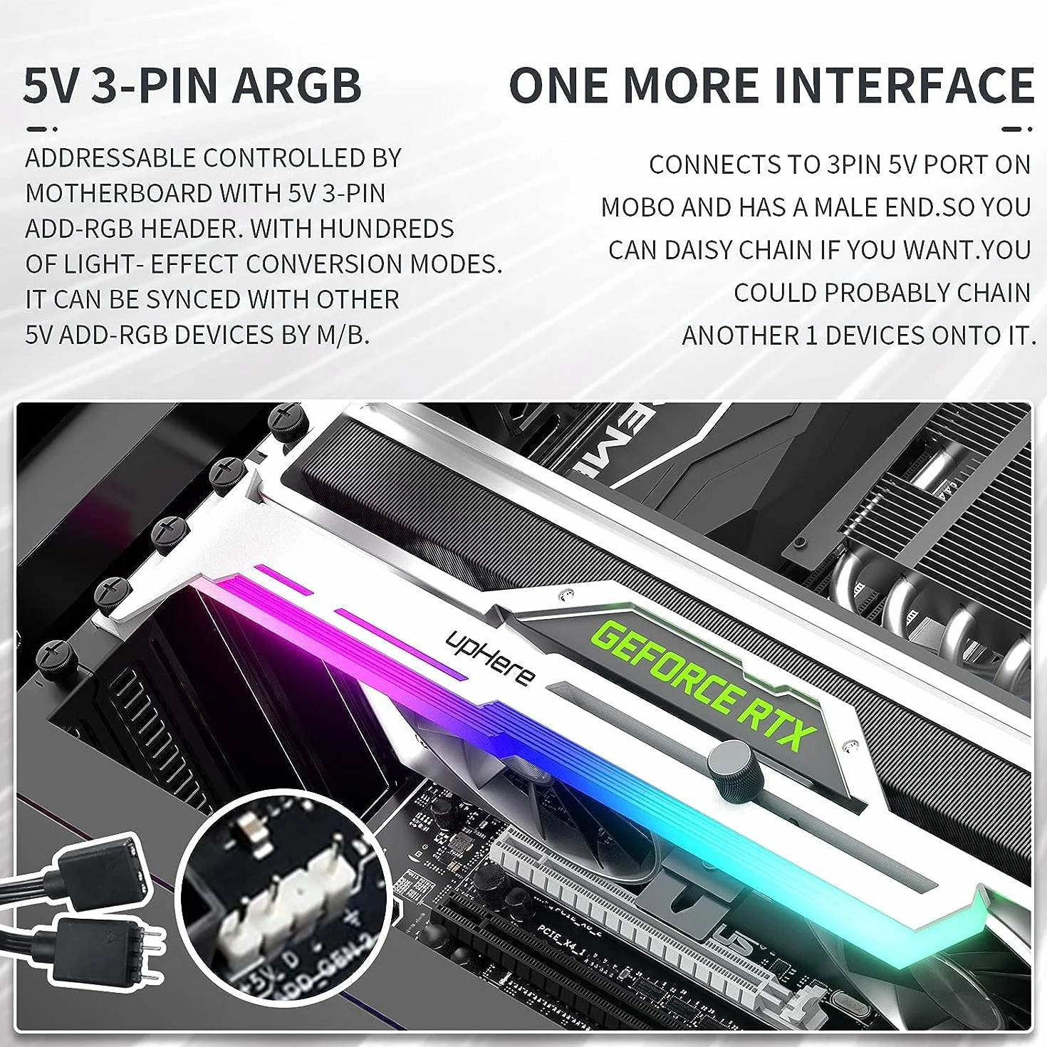 upHere gaming Supporto Scheda Video e Grafica con LED ARGB, Supporto a Sfera e Custodia Frame per Schede Singole o Doppie, G276WTARGB