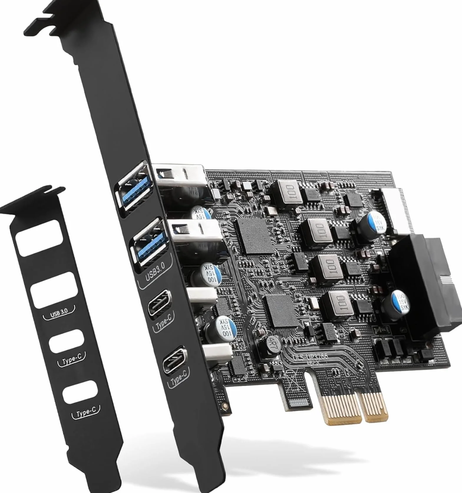 Scheda di espansione PCI Express USB 3.0, 2 Porte USB C e 2 Porte Type-A con Type-E Connettore USB 3.0 Interno a 19 Pin PCIe Card Controller Adattatore 5Gbps Supporto Windows 10/8/7/XP