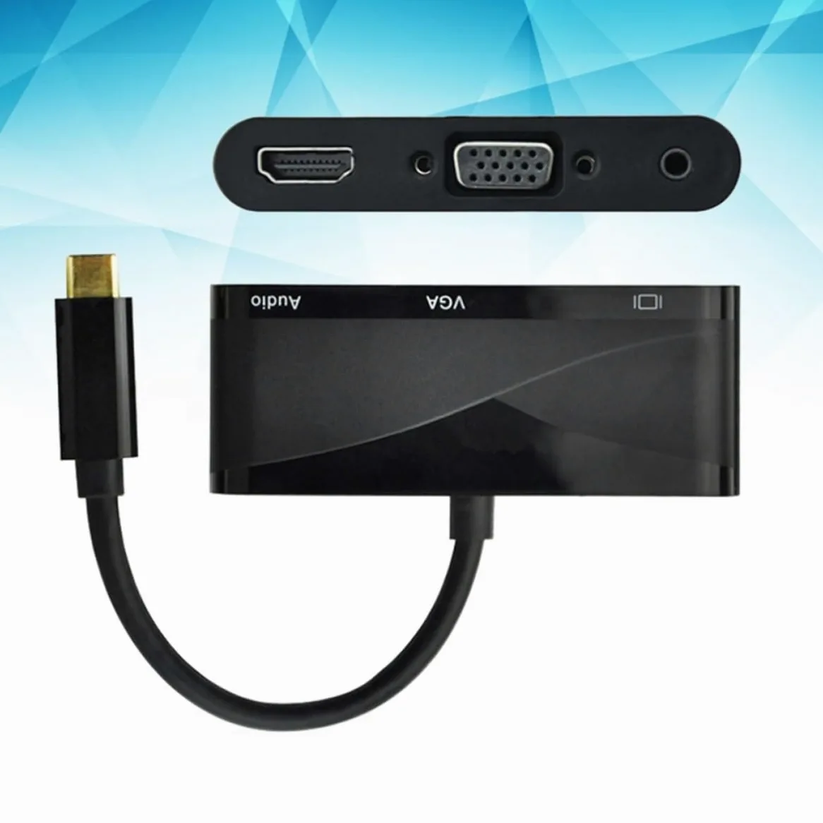 Toddmomy Adattatore Type C a Vga USB 3.1 3 in 1 Nero per Pro PC S8 | Conversione con Uscita Audio, Struttura in Metallo e Plastica, Supporto per Collegamento USB 2.0