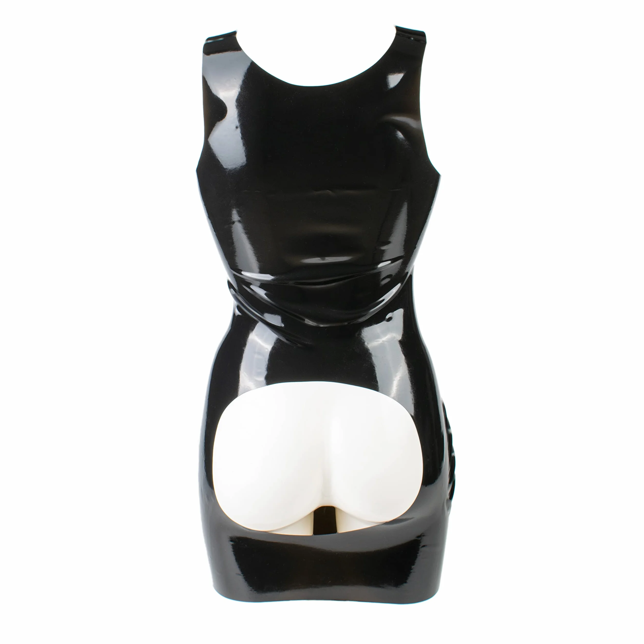 Rubberfashion Vestito in Lattice Mini Corto Senza Maniche con Spalline Sexy per Donne