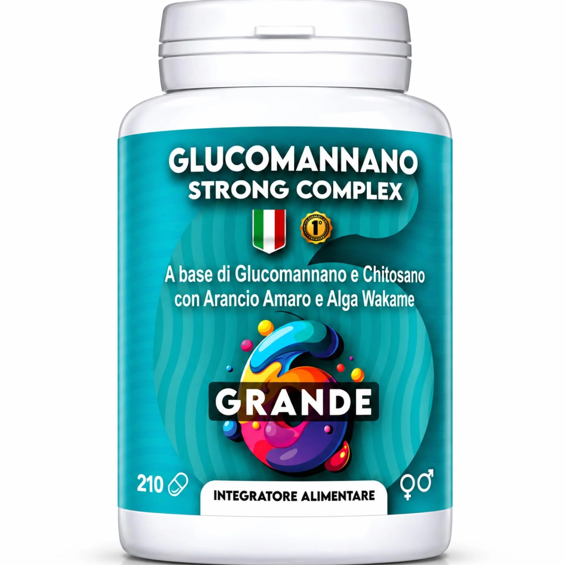 Glucomannano Forte 210 capsule 3000mg per dose giornaliera, alto dosaggio konjac fibra saziante