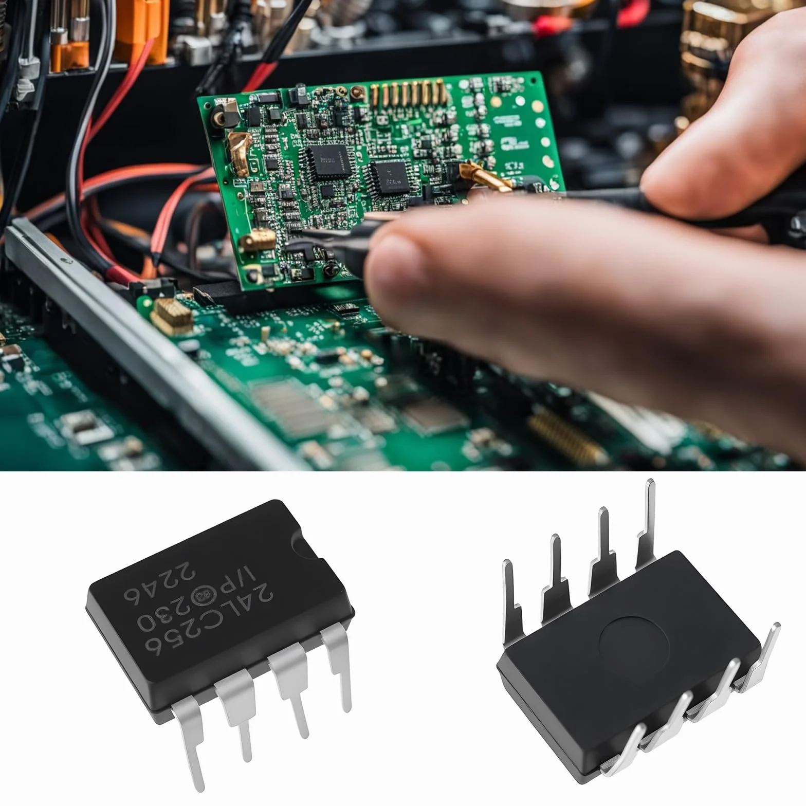 EMSea 5 Pezzi Modulo di Chip di Memoria 24LC256-I/P Adatto per Circuiti Stampati Fai da Te Dip-8