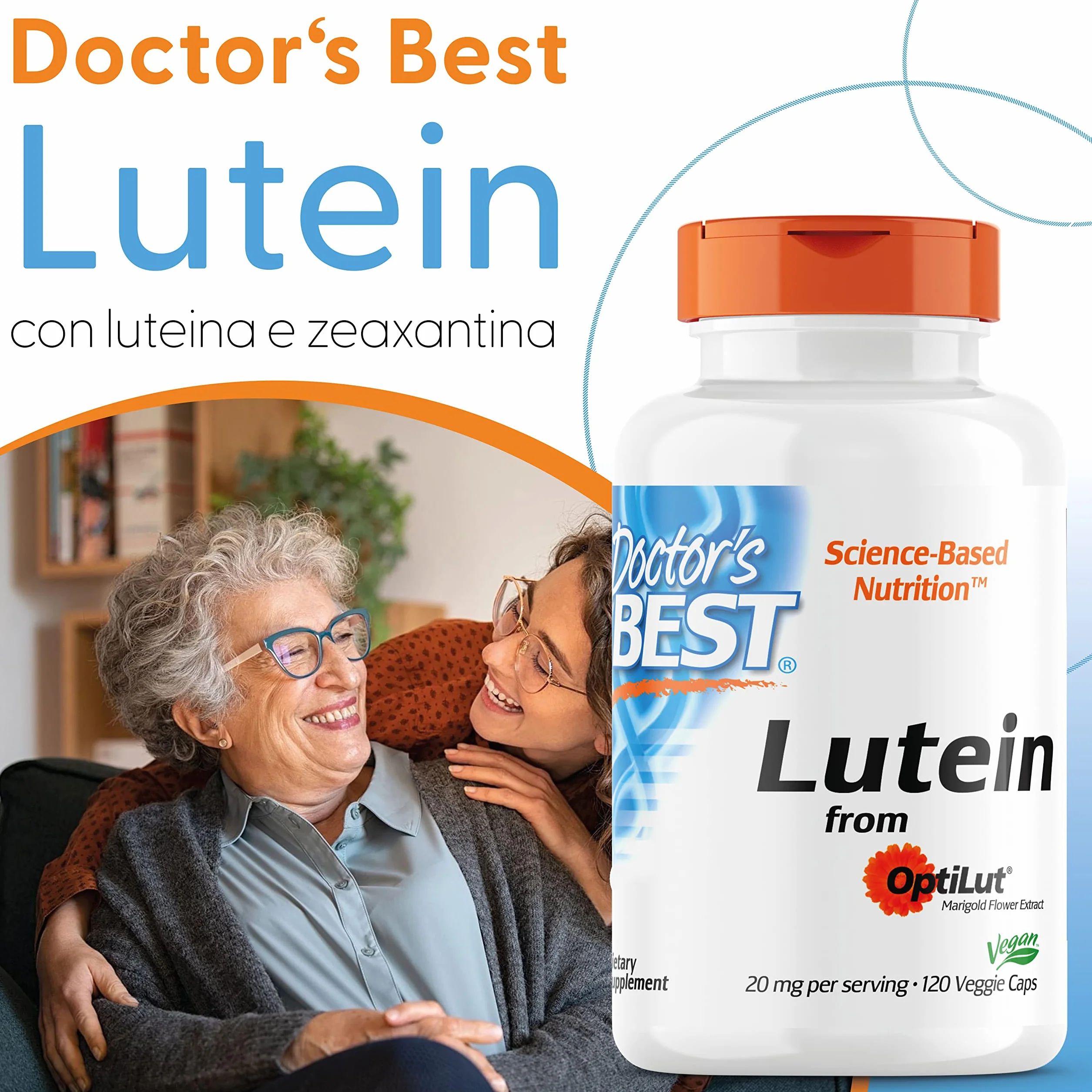 Doctor's Best Lutein con Optilut 10mg 120 Capsule Vegane Carotenoide Zeaxantina