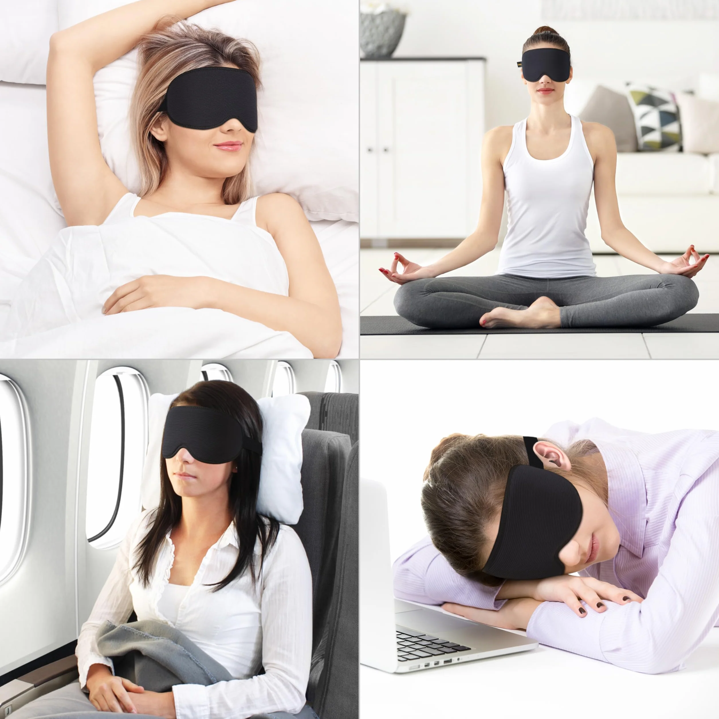 Gritin 3D Mascherina per Dormire Bloccare Luci, Maschera Occhi Zero Pressione, Morbida Traspirante per Sonno e Viaggio