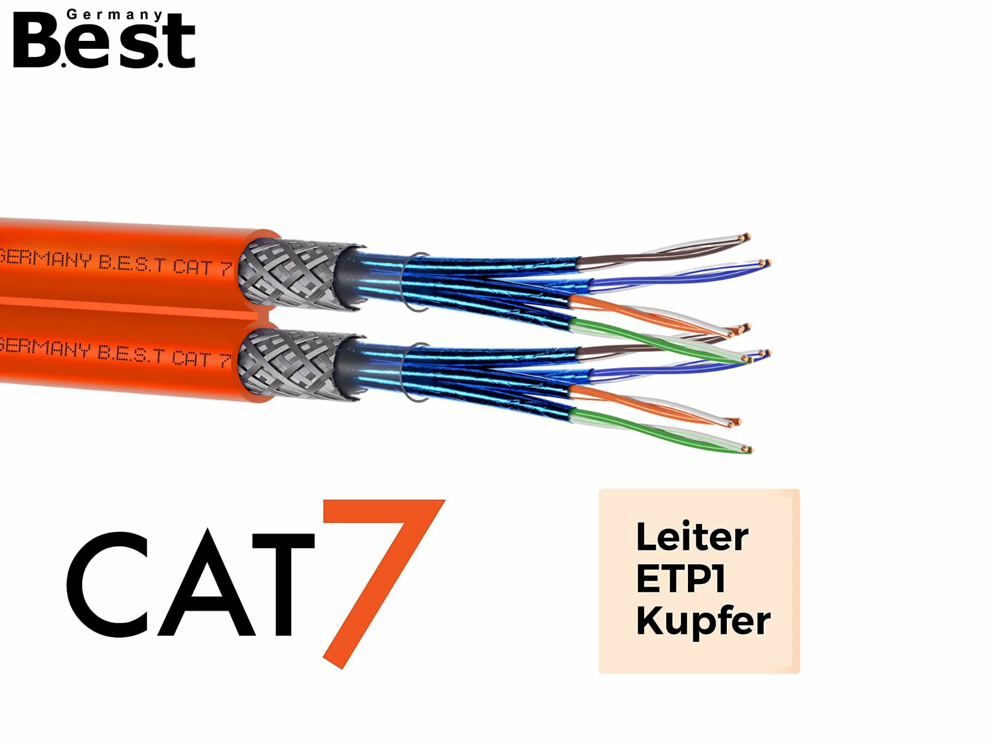 Germany B.e.s.t Cavo di rete duplex Best Gigabit CAT 7, 250 m, in rame, LAN 1000 MHz S/FTP Kat 7