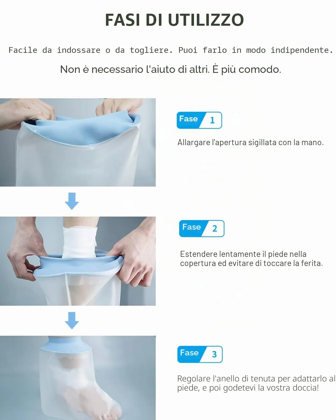 CureSquad Copertura Impermeabile Piede Morbido Confortevole Copri Gesso Doccia Protezione Riutilizzabile