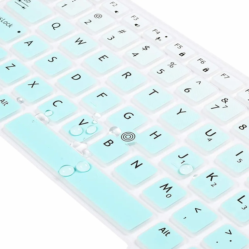 Copritastiera in silicone per Dell Latitude 5480 5490 7490 E7450 E7470 E5470 E7480 protezione morbida tastiera protettiva, colore verde menta graduale (layout USA, con punti)