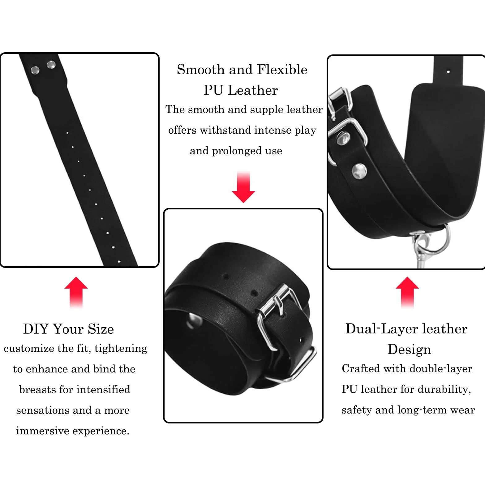 Set BDSM 6w1 Bondage Sessuale Sex Toys Manette Imbracatura Gotica Reggiseno Choker Morsetti Capezzoli Maschera Occhi