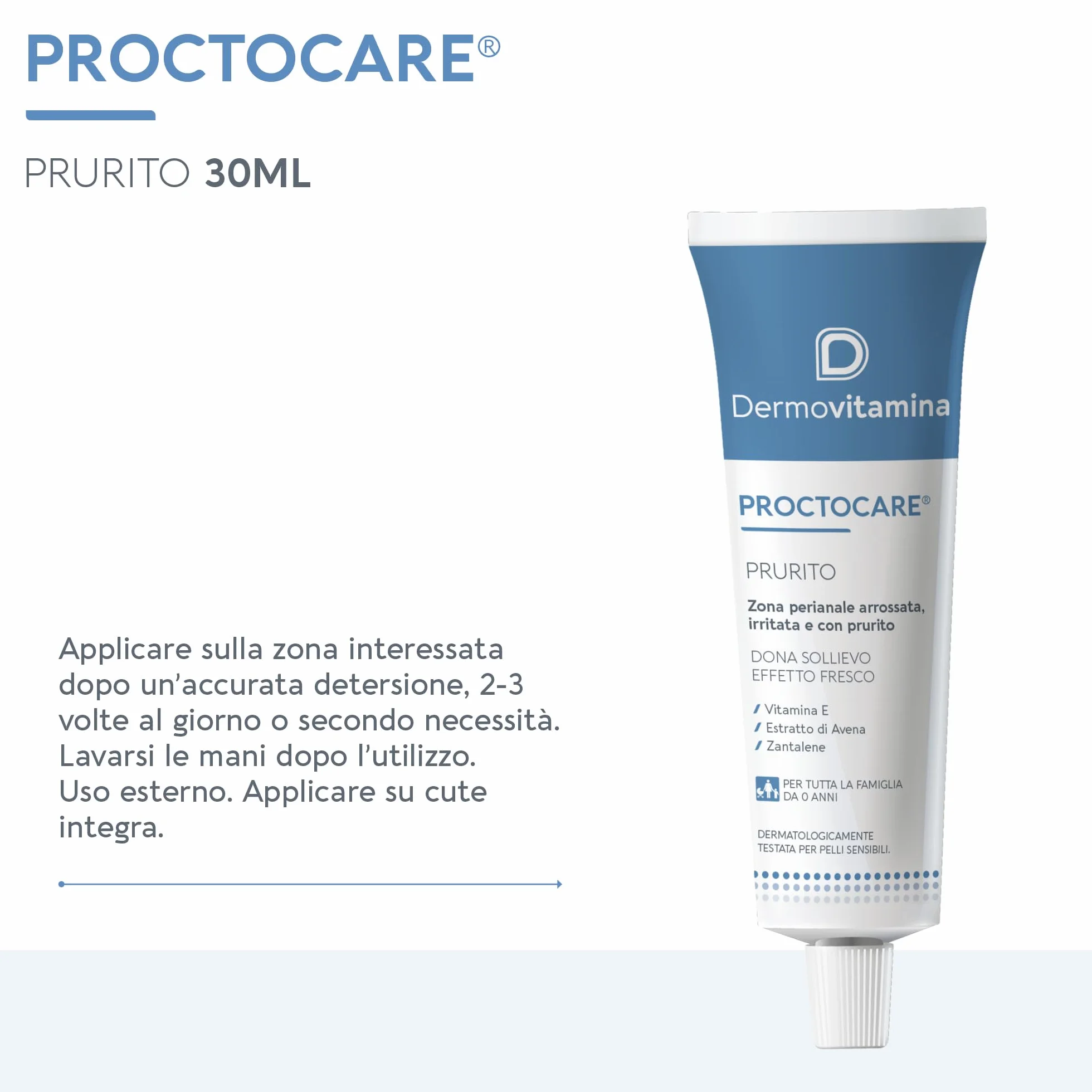 Dermovitamina Proctocare Prurito Anale Crema Lenitiva per Prurito e Irritazioni 30ml