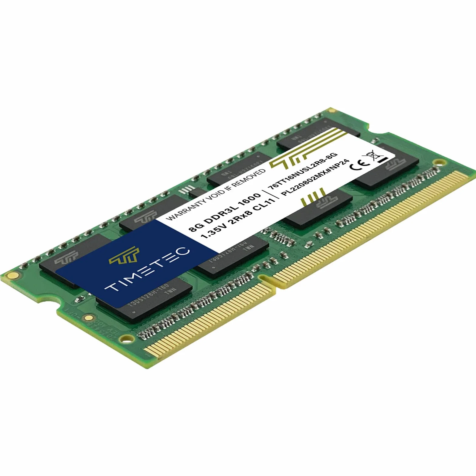 Timetec 16GB KIT(2x8GB) DDR3L / DDR3 1600 MHz (DDR3L-1600) PC3L-12800 / PC3-12800 Non-ECC Unbuffered 1,35 V / 1,5 V CL11 2Rx8 Dual Rank 204 Pin SODIMM Laptop Notebook PC Computer Memoria RAM