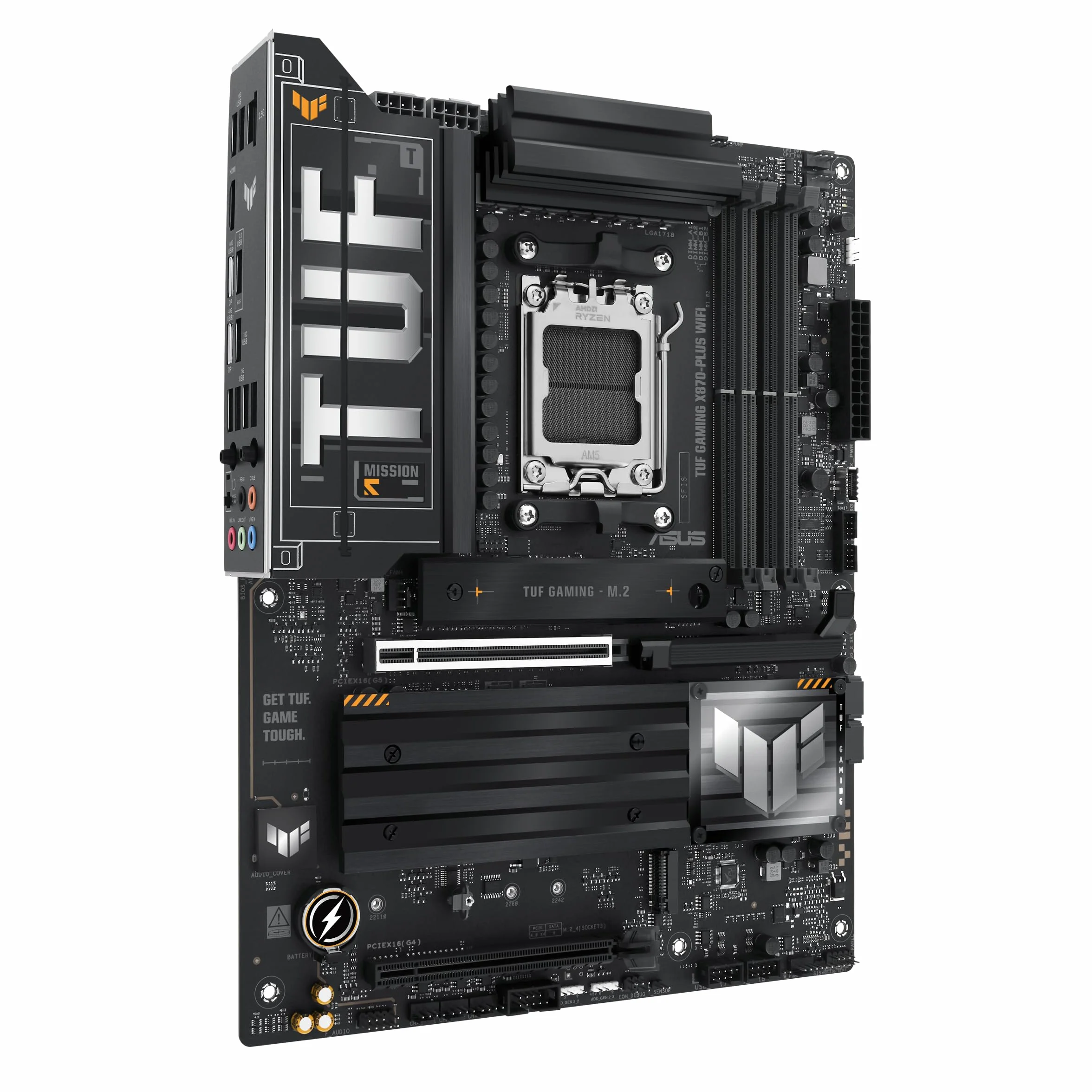 ASUS TUF Gaming X870-PLUS Scheda madre WiFi AMD AM5 X870 ATX, 16+2+1, 80A SPS Power Stages, DDR5, PCIe 5.0 Ready, quattro slot M.2, Wi-Fi 7, LAN 2,5 GB, HDMI, USB4® 40 Gbps, SATA 6 Gbps, USB