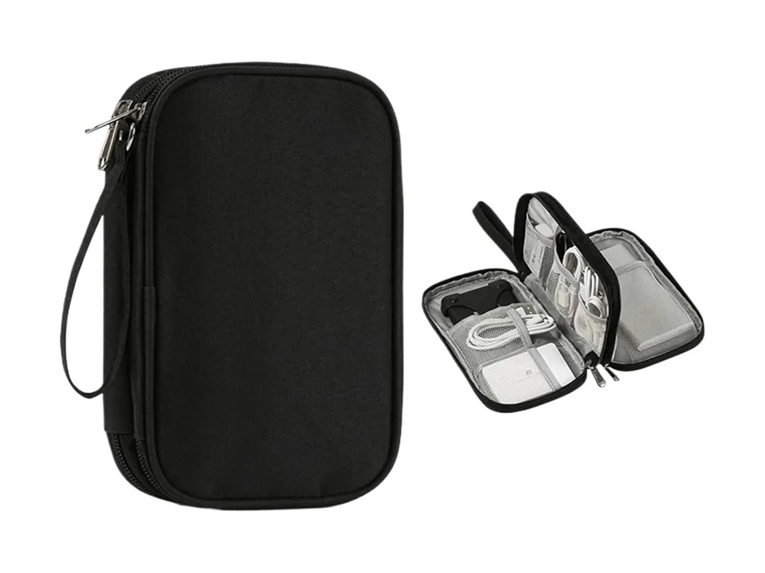 Borsa Organizzatore Cavo di stoccaggio elettronica viaggio | Impermeabile doppio strato(Black)
