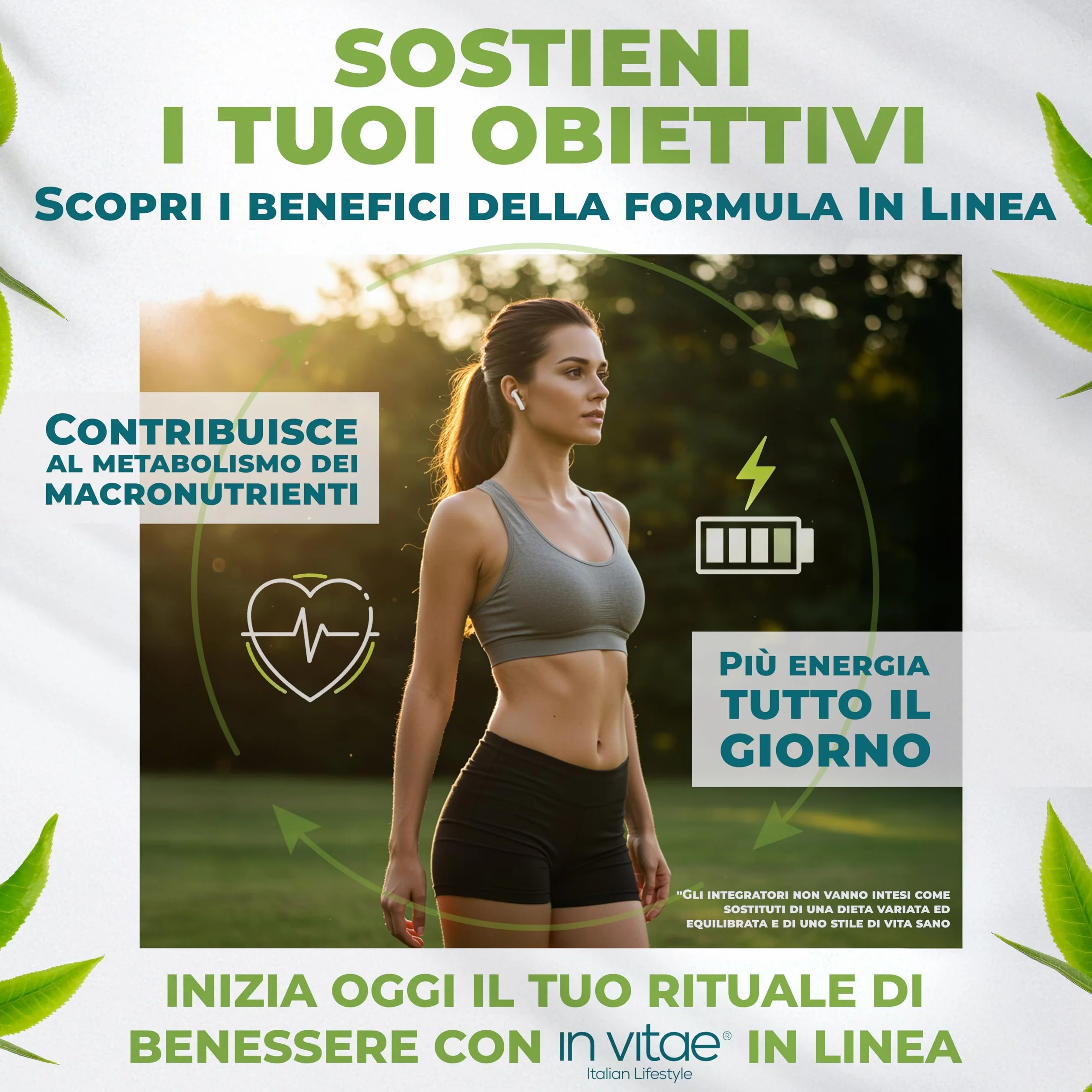 IN VITAE In Linea Integratore Senso di Sazietà e Metabolismo Garcinia Cambogia Tè Verde Glucomannano 60 Capsule Made in Italy