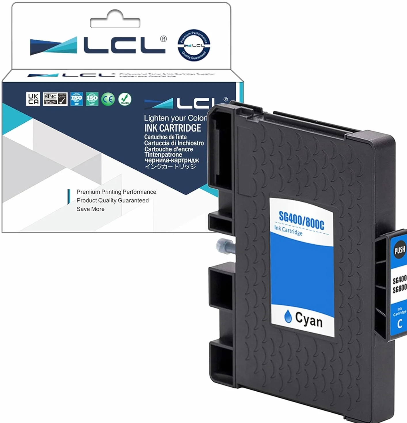 LCL Ciano Cartucce d'inchiostro Compatibile Sublimation Ink SG400 SG800 PRINTAN DINK High Yield Sostituzione per RICOH SG3110 SG2100N SG3100 Virtuoso SG400 SG800 SG400NA/EU SG800NA (1-Pack)