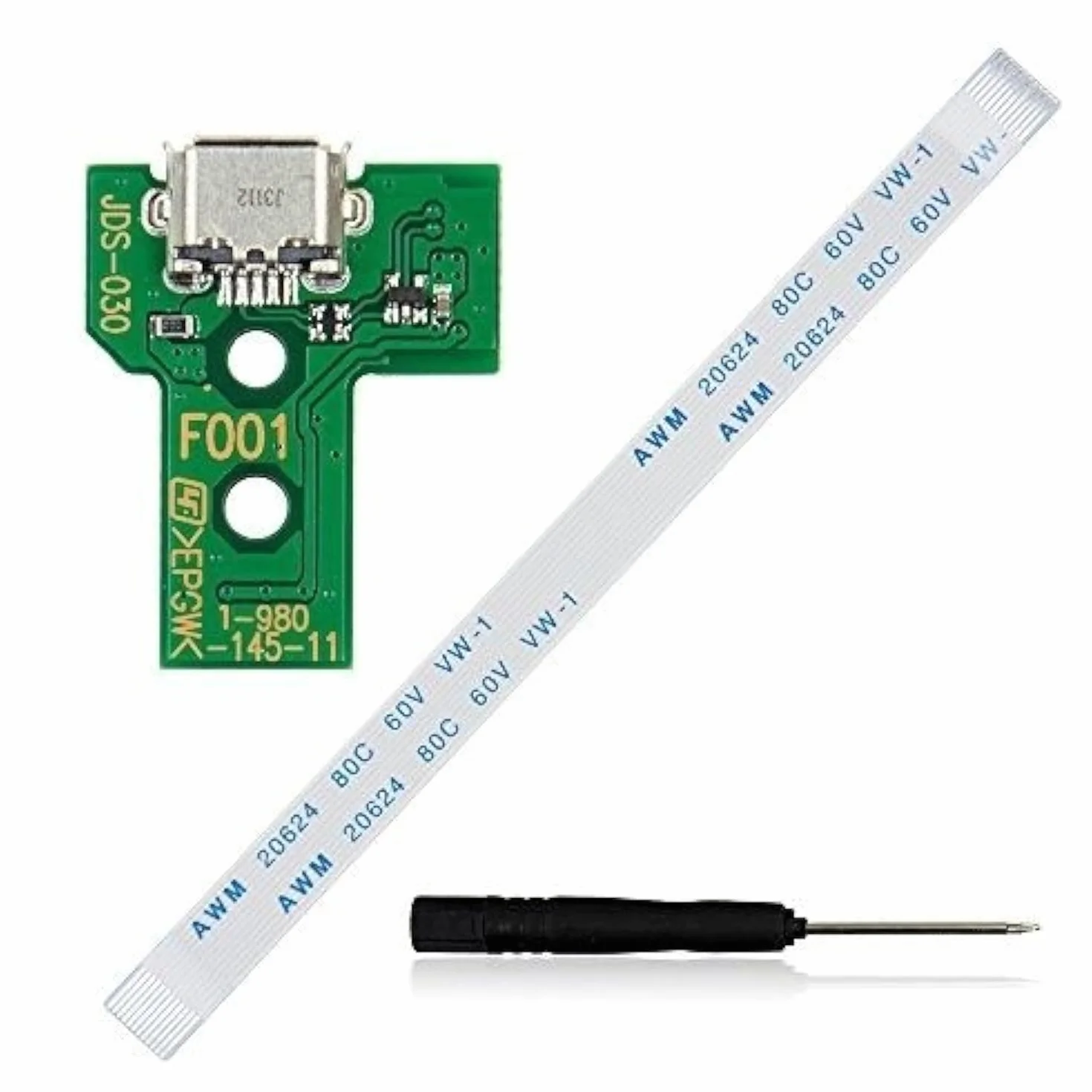 Presa di ricarica USB JDS-030, cavo a 12 pin per controller PS4 di terza generazione, strumento gratuito, verde