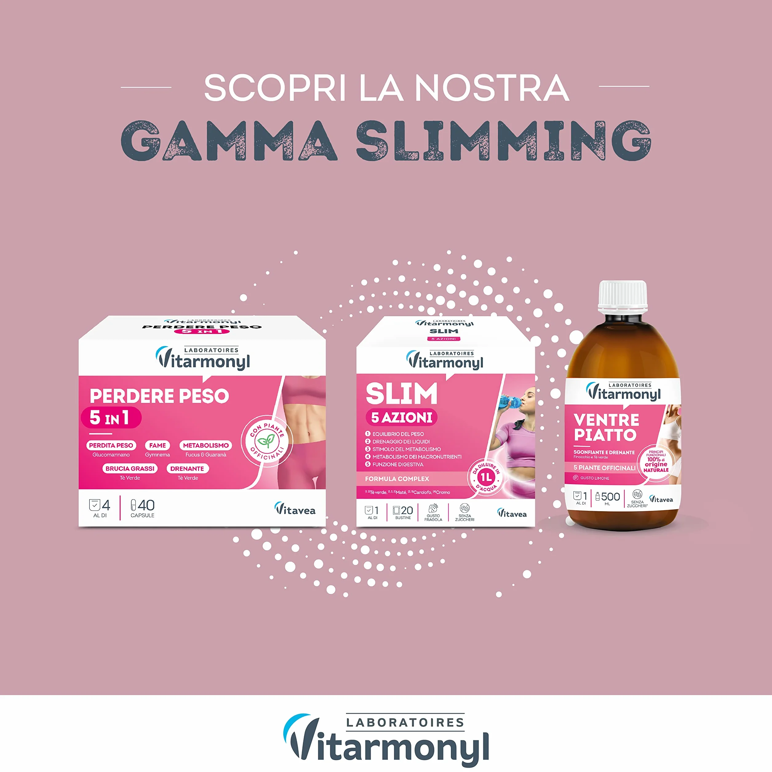 Vitarmonyl Integratore Drenante Tè Verde e Guaranà 45 Capsule Supporto Metabolismo Energetico