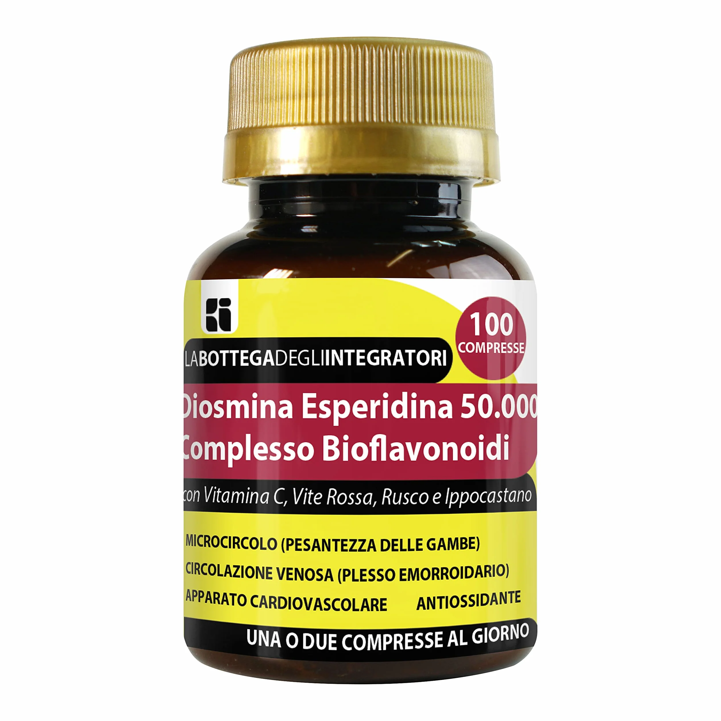 Diosmina Esperidina Complesso Bioflavonoidi 100 Compresse con Vitamina C, Vite Opc, Rusco, Ippocastano Integratore Circolazione Emorroidi Gambe