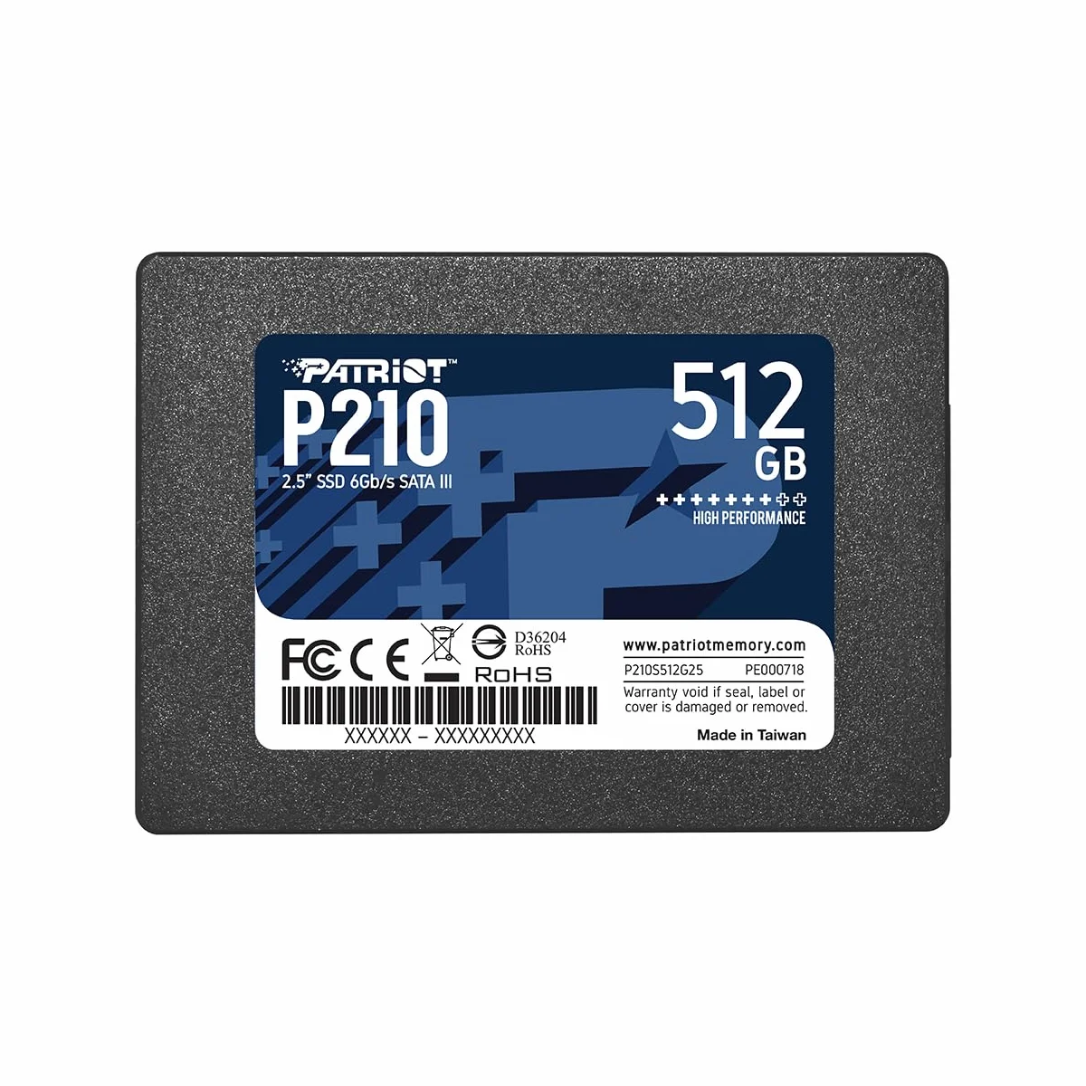 SSD Unità a Stato Solido SATA 3 6 Gbps 2.5" Interno Patriot P210 512GB