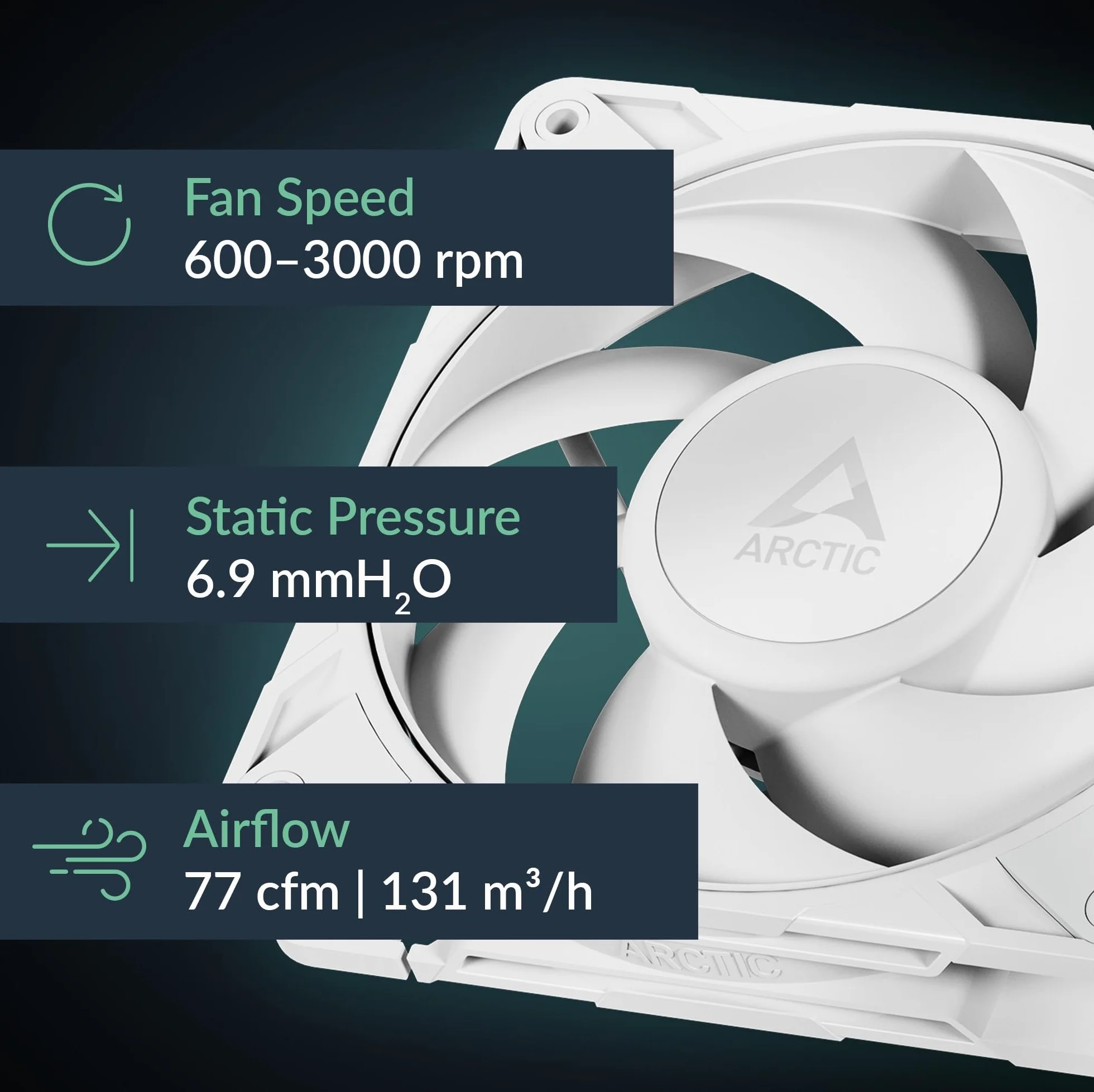 ARCTIC P12 Pro PST White 120 mm Ventola PWM 600-3000 rpm 4 Pin