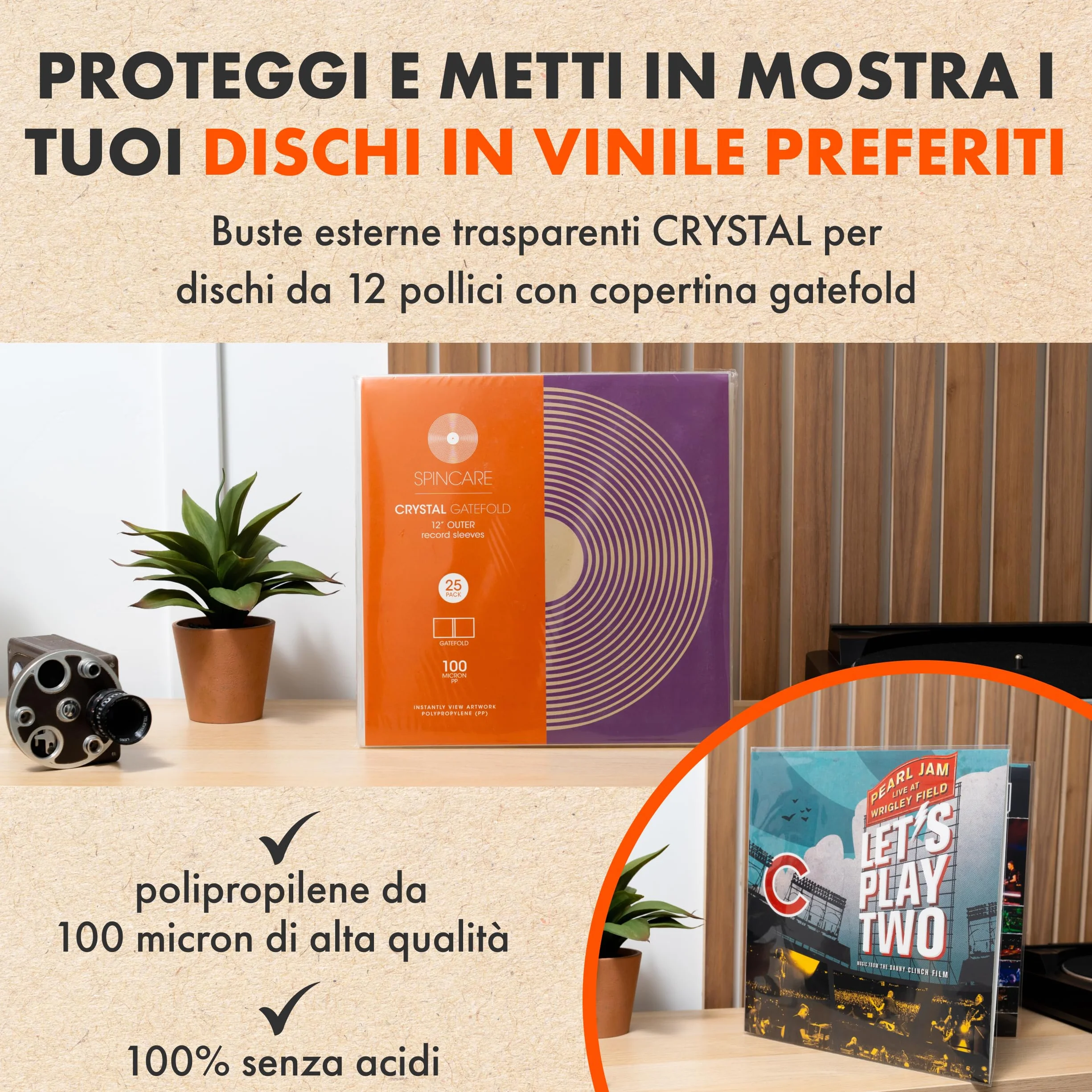 50x 33 Giri Buste Per Vinile GATEFOLD | CRYSTAL Trasparente Plastica Custodia Per Dischi Vinili Con Copertine Apribili | Per LP Singoli e Doppi