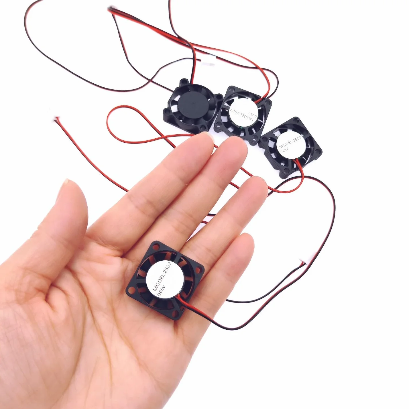 JZK 4PCS 25x25x7 mm DC 5V mini ventola di raffreddamento 25mm con connettore a 2 pin, 9800 rpm, 0.08A, 2507 ventola DC brushless 2.5cm per scheda di sviluppo, scheda grafica, ventola per stampante 3D