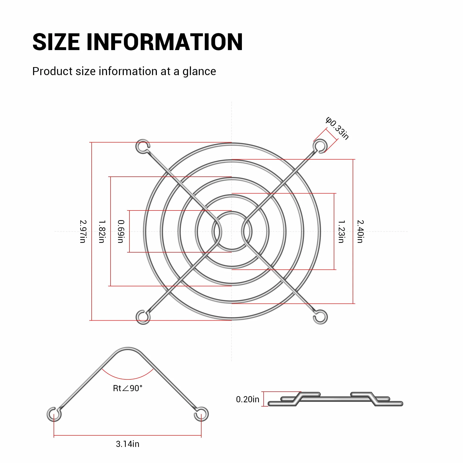 Griglia protettiva per ventola da 80 mm per PC, confezione da 4 custodie per CPU in metallo con vite per ventola da 80 x 80 mm, copertura protettiva fai da te, ventole per computer PC, ventole di