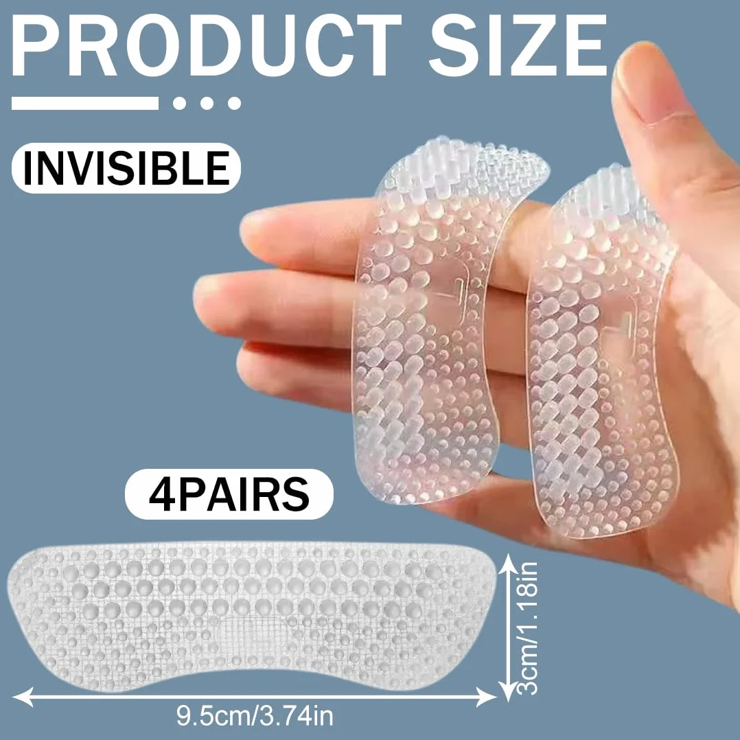 Proteggi Tallone per Scarpe in Silicone, Cuscinetti Autoadesivi, 4 Paia, Lavabili e Riutilizzabili