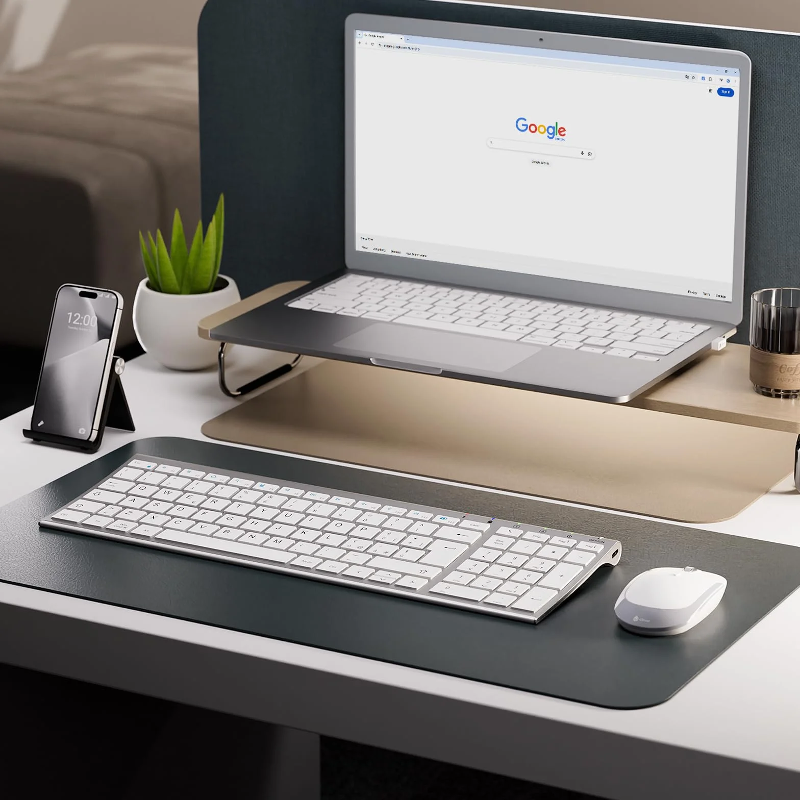 iClever Tastiera e Mouse Wireless portatile 2.4G, Ricaricabile tastiera wireless usb, silenziosa tastiera ergonomica Design Dimensioni Regolari Sottile Connessione Stabile DPI Regolabile
