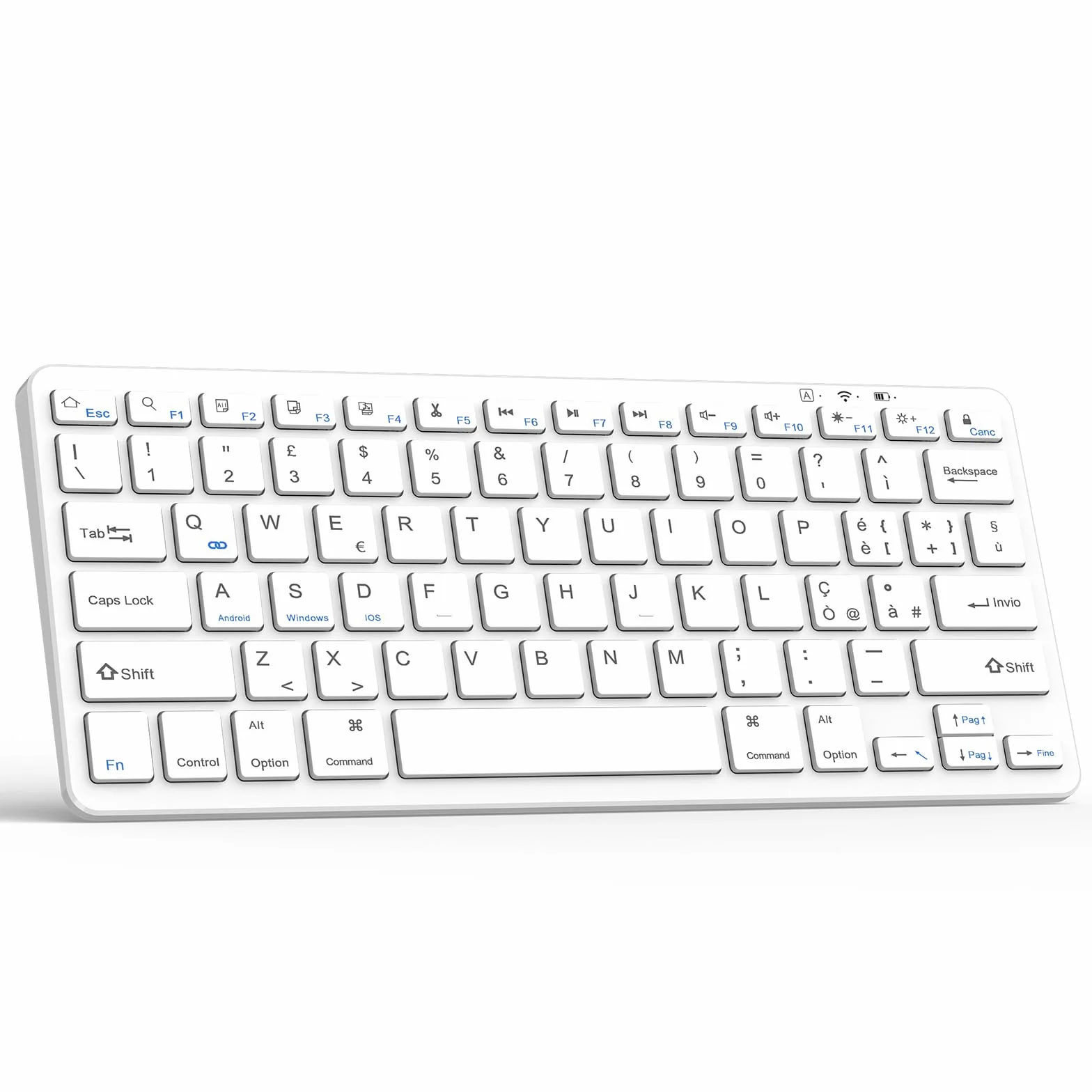 TQQ Tastiera Bluetooth Ricaricabile per iPad, Air, Pro, Mini, Samsung Tablet, Android e Windows, Tastiera Wireless, Bianco