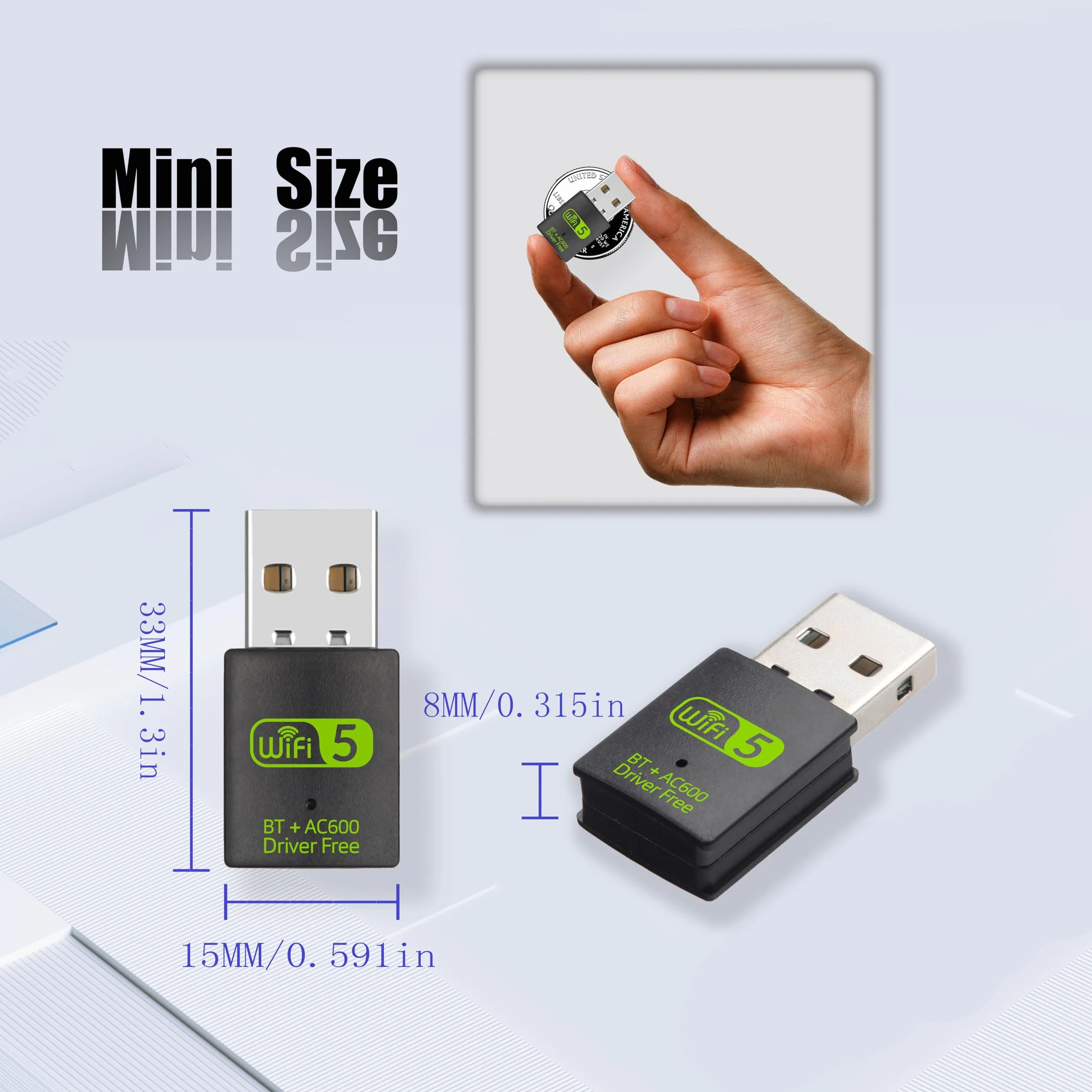 Usb Wifi Per Pc - Chiavetta Wifi Per Pc Fisso 2.4g/5g Hz ，Compatibile con Windows 7/8/10/11/XP，Bluetooth può connettersi contemporaneamente a sette dispositivi，Plug Play