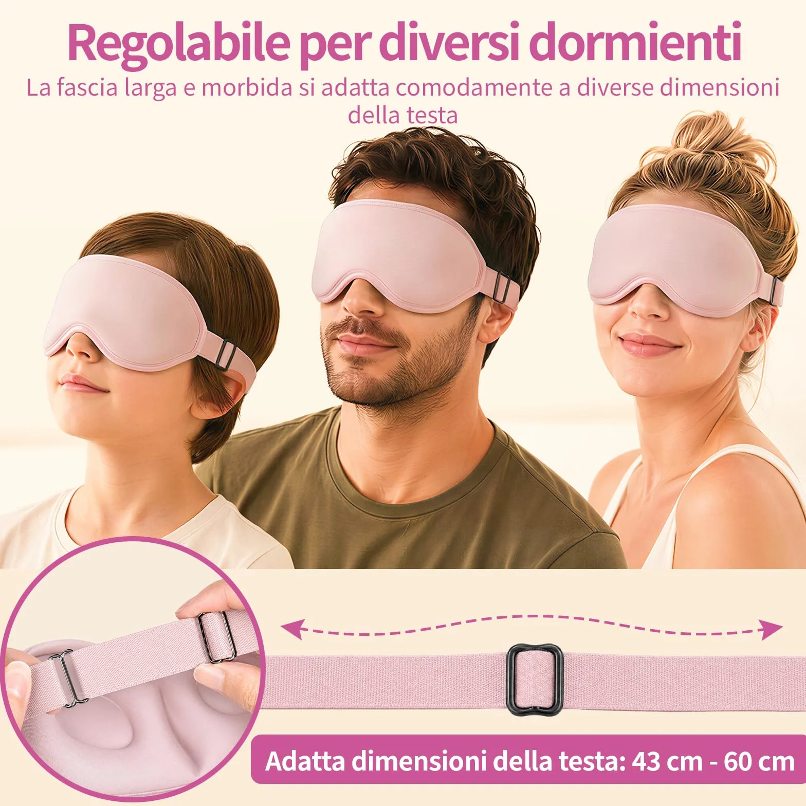Maschera Sonno 3D Oscurante Coppe Oculari Profonde Senza Pressione Set da Viaggio