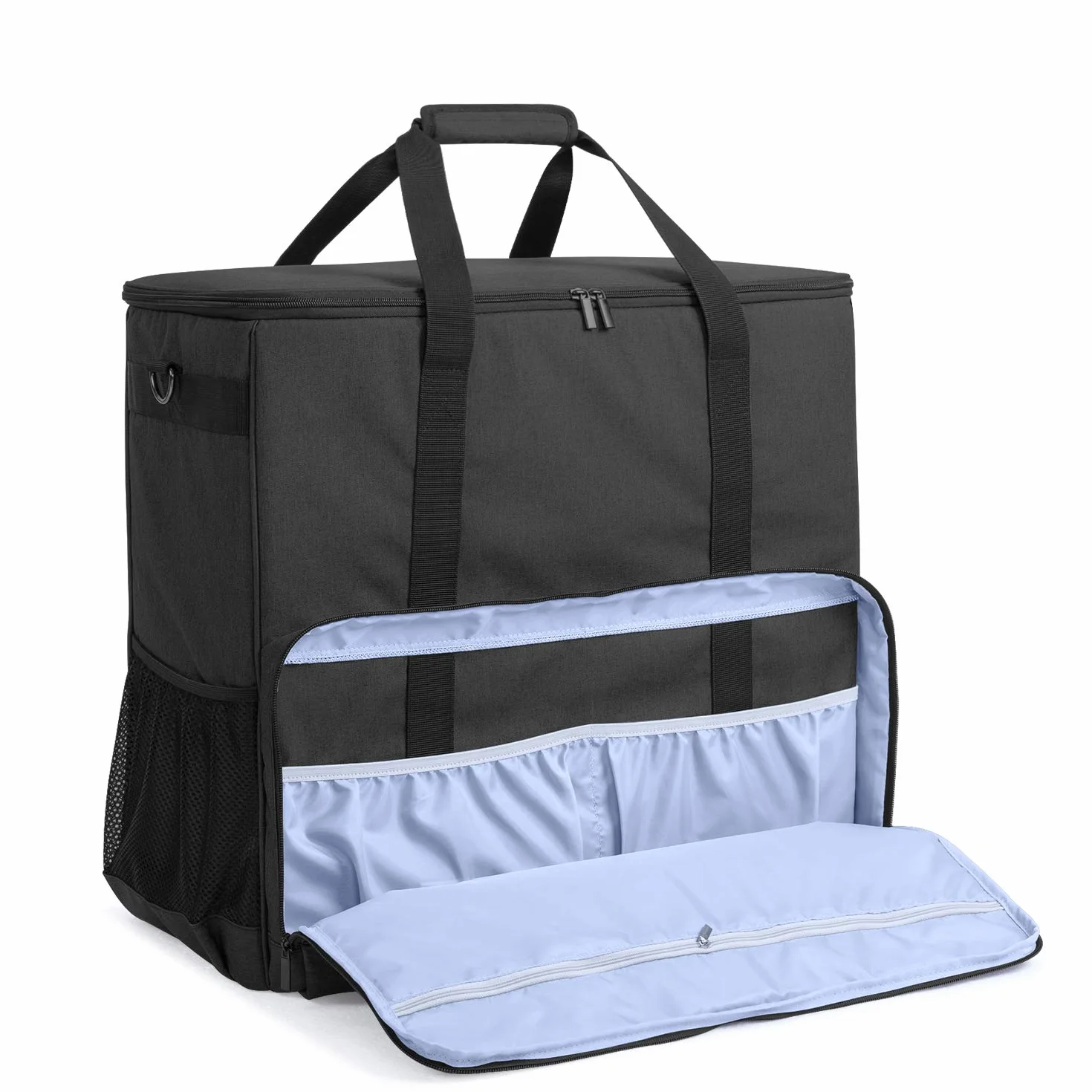 Curmio Borsa da trasporto per custodia da tavolo per computer desktop, tastiera, cavo e mouse, borsa a tracolla da viaggio per computer e accessori,Nero