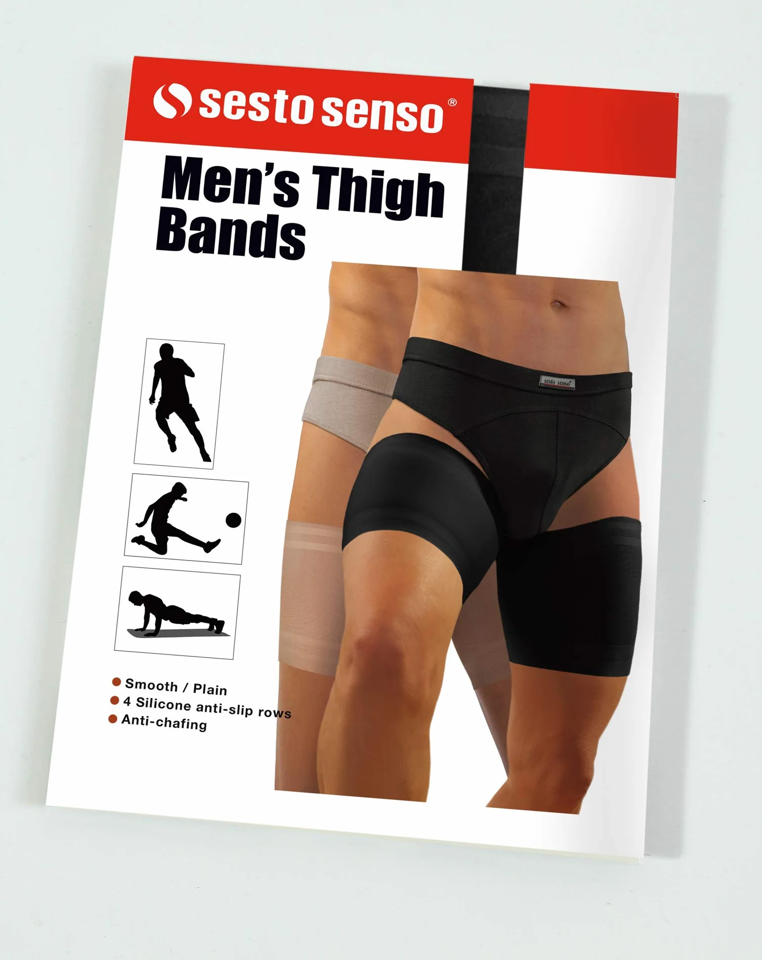 sesto senso Fasce Coscia Uomo con 4 Strisce di Silicone