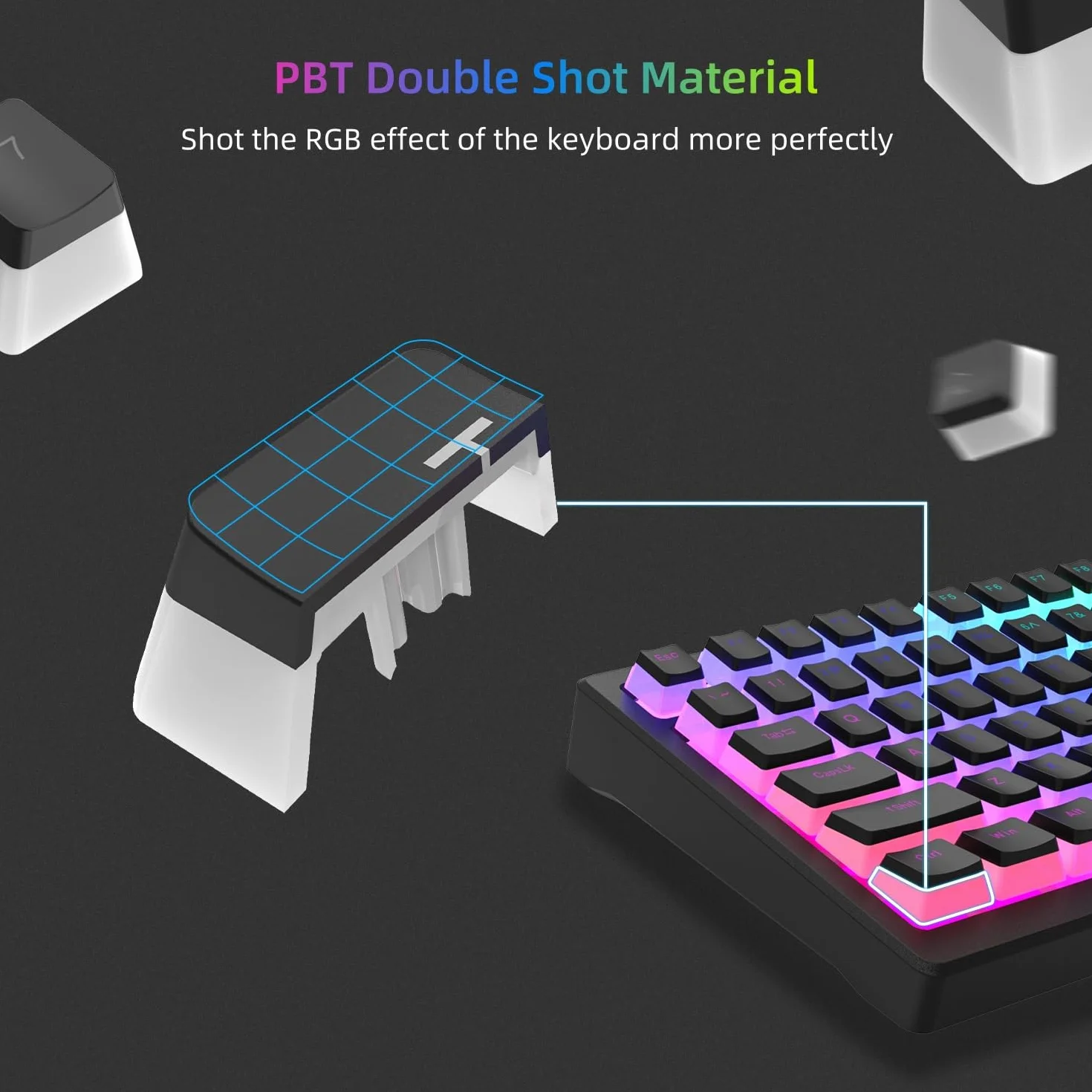 Pudding Keycaps,165 Tasti PBT Keycaps Set QWERTY di personalizzati, profilo OEM dei tasti ANSI US Layout, Compatibilità universale per 100%, 75%, 65%, 60% Tastiera, Nero (ISO non supportato)