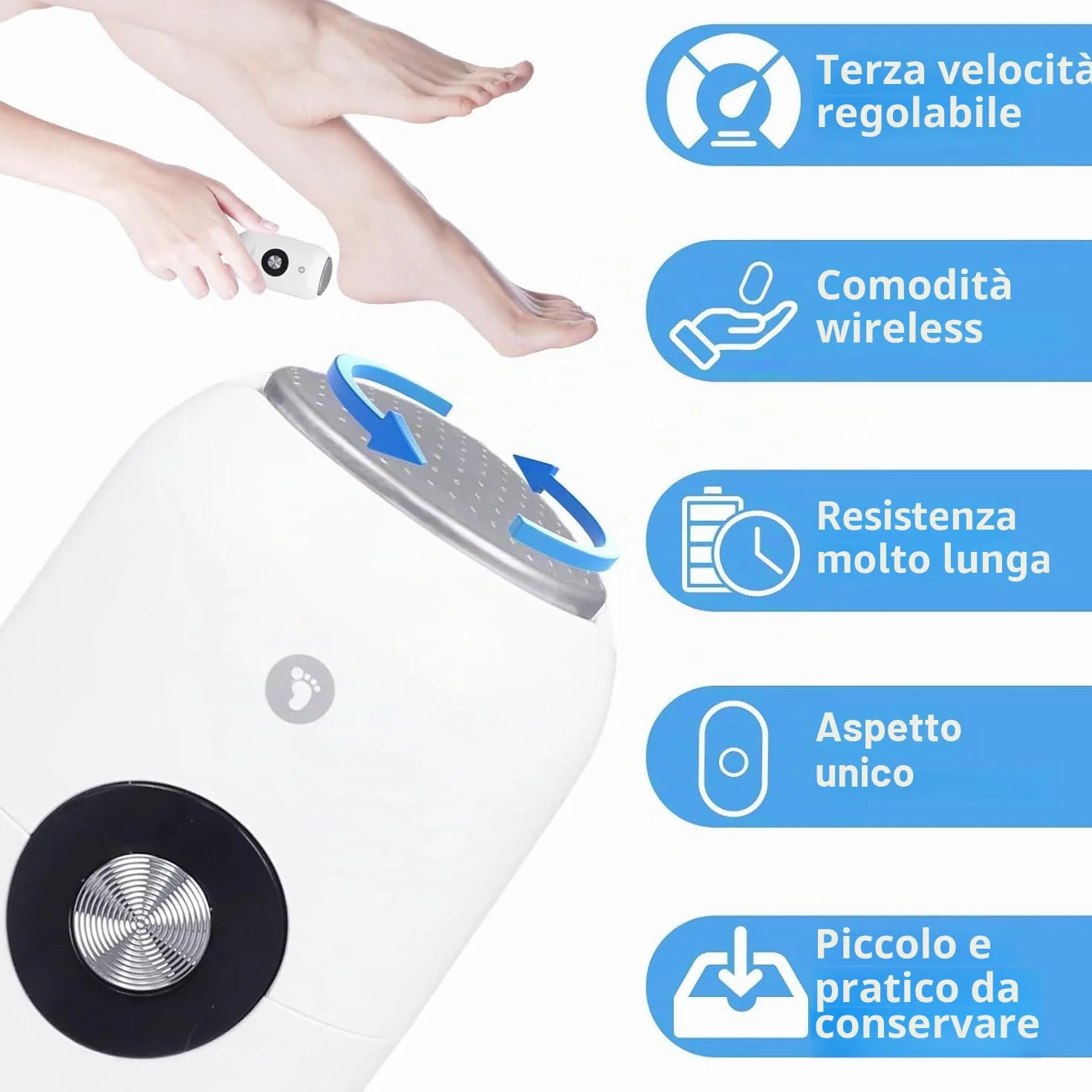 TOPCHANCES Pedicure Elettrico Professionale 2 in 1 Rimozione Calli Piedi 3 Velocità Impermeabile