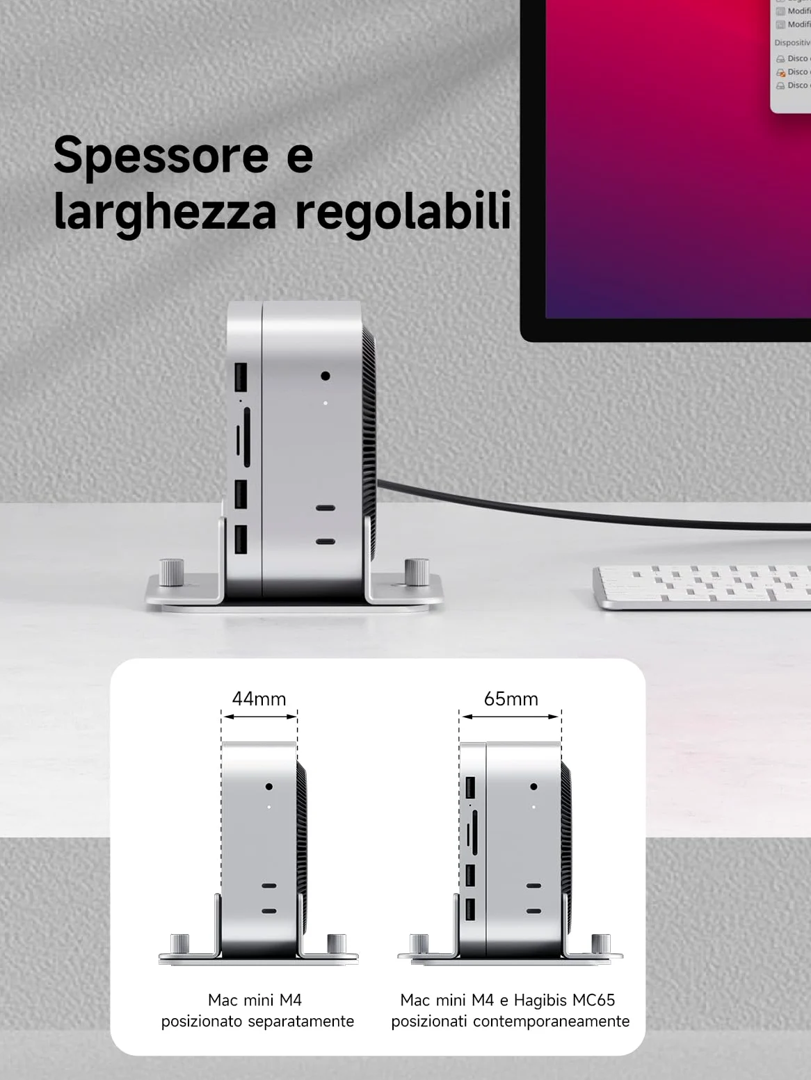 Hagibis Supporto verticale per Mac Mini M4, in lega di alluminio, supporto antiscivolo per computer, compatibile con chip M4, Mac Mini Pro
